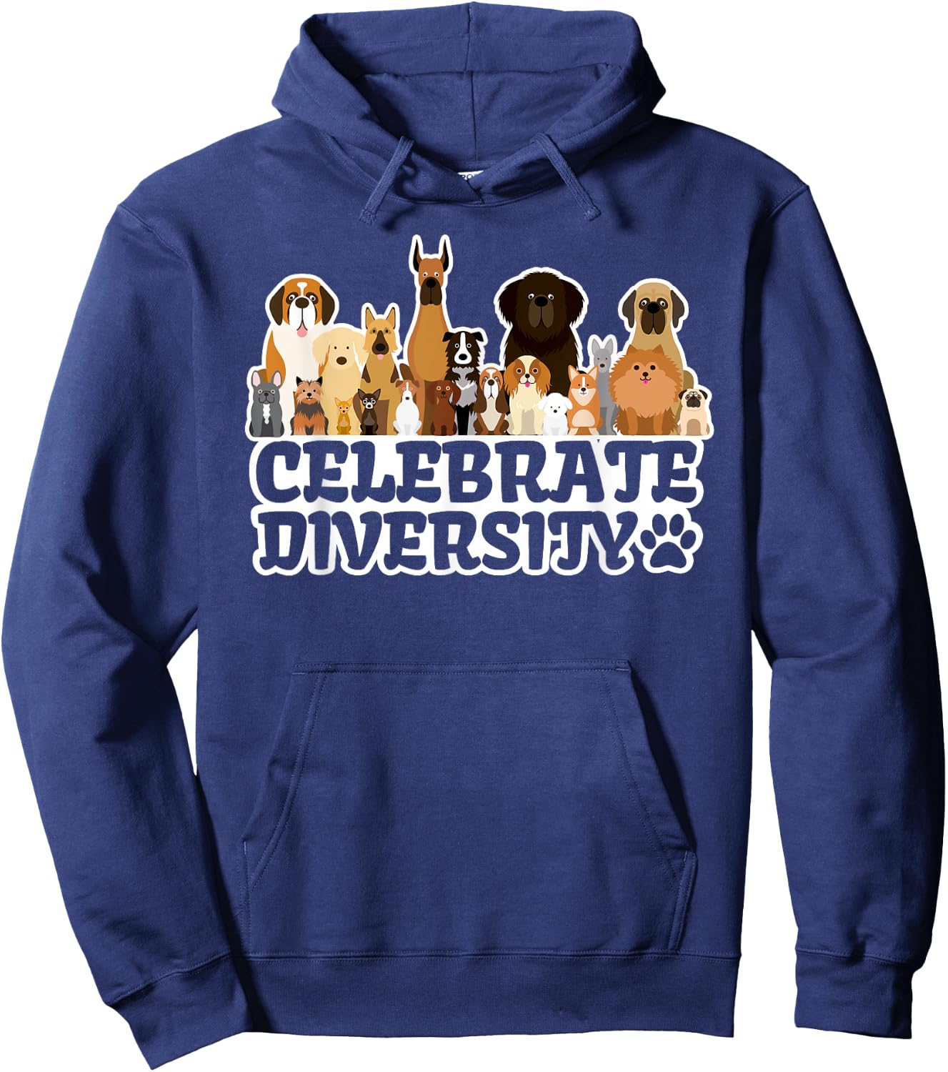 Funny Dog Lover | 'Celebrate Diversity' | Cute Dog Women Girls Kids Hoodie - Hoodie | Navy