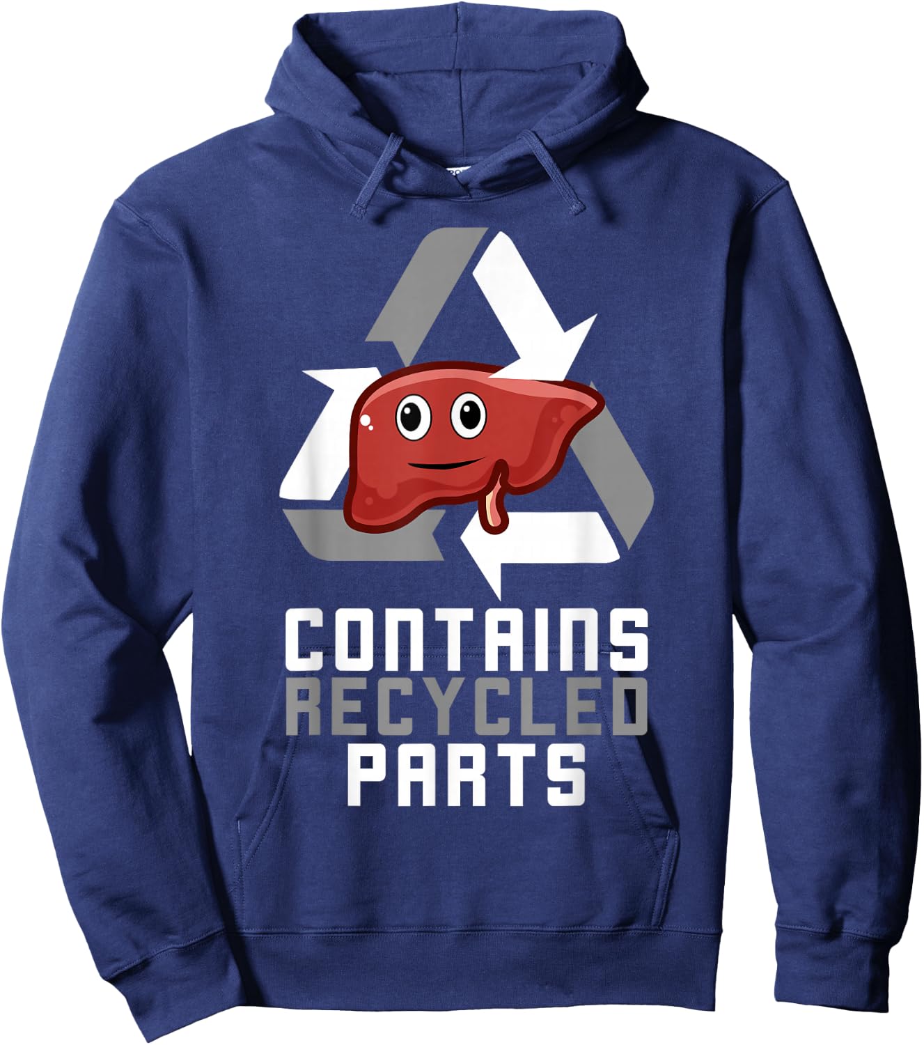 Contains Recycled Parts Liver Transplant Survivor Hoodie - Hoodie | Navy