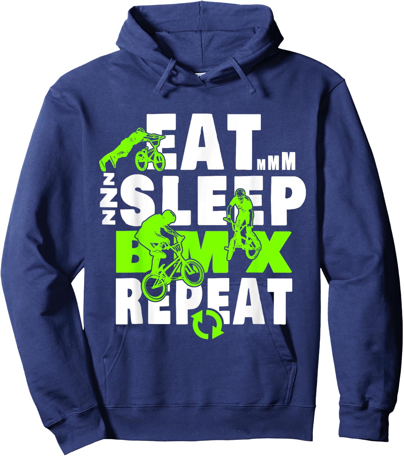 Eat Sleep BMX Repeat Funny Bicycle Gift Motocross Hoodie - Hoodie | Navy
