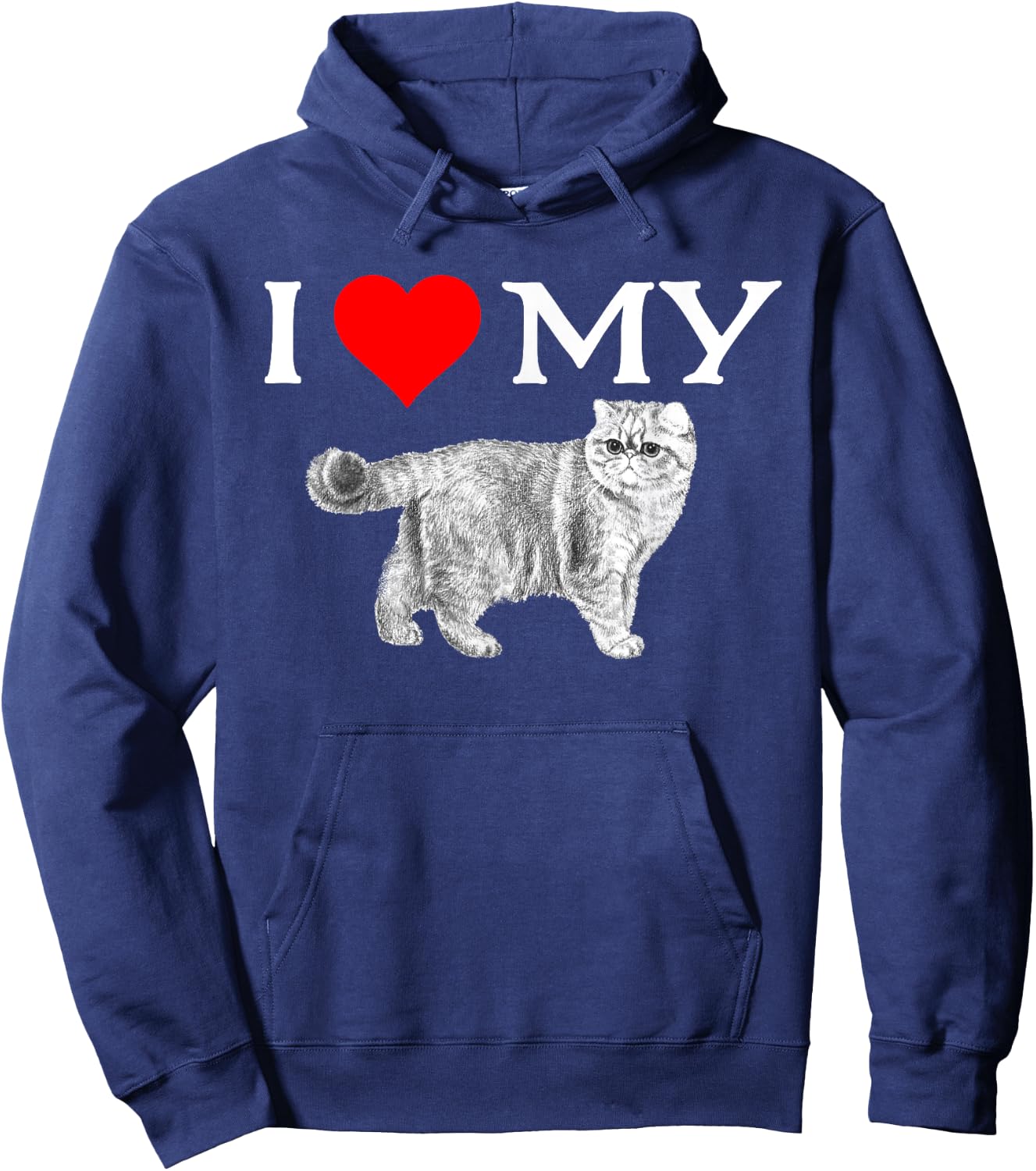 I Love My Exotic Shorthair Cat - Great Gift Men Women Girls Kids Hoodie - Hoodie | Navy