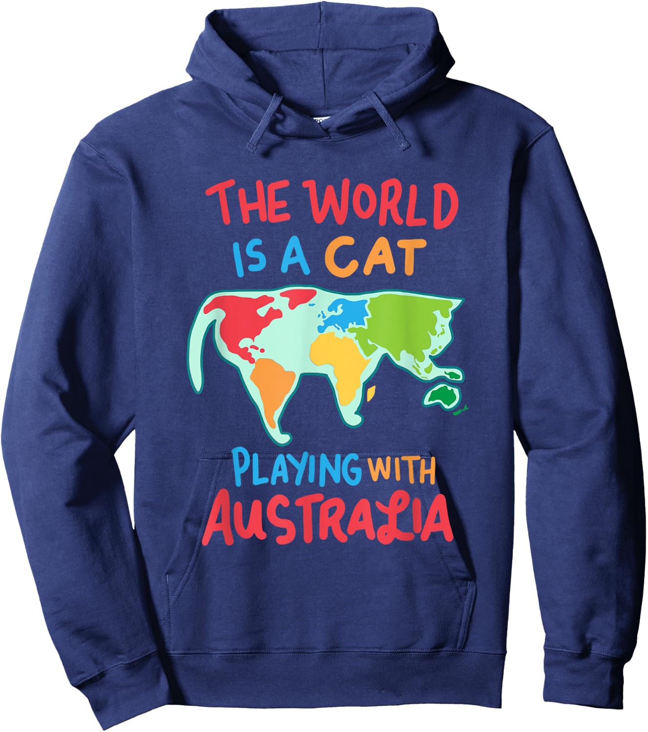 The World Is A Cat Playing With Australia Women Girls Kids Hoodie - Hoodie | Navy