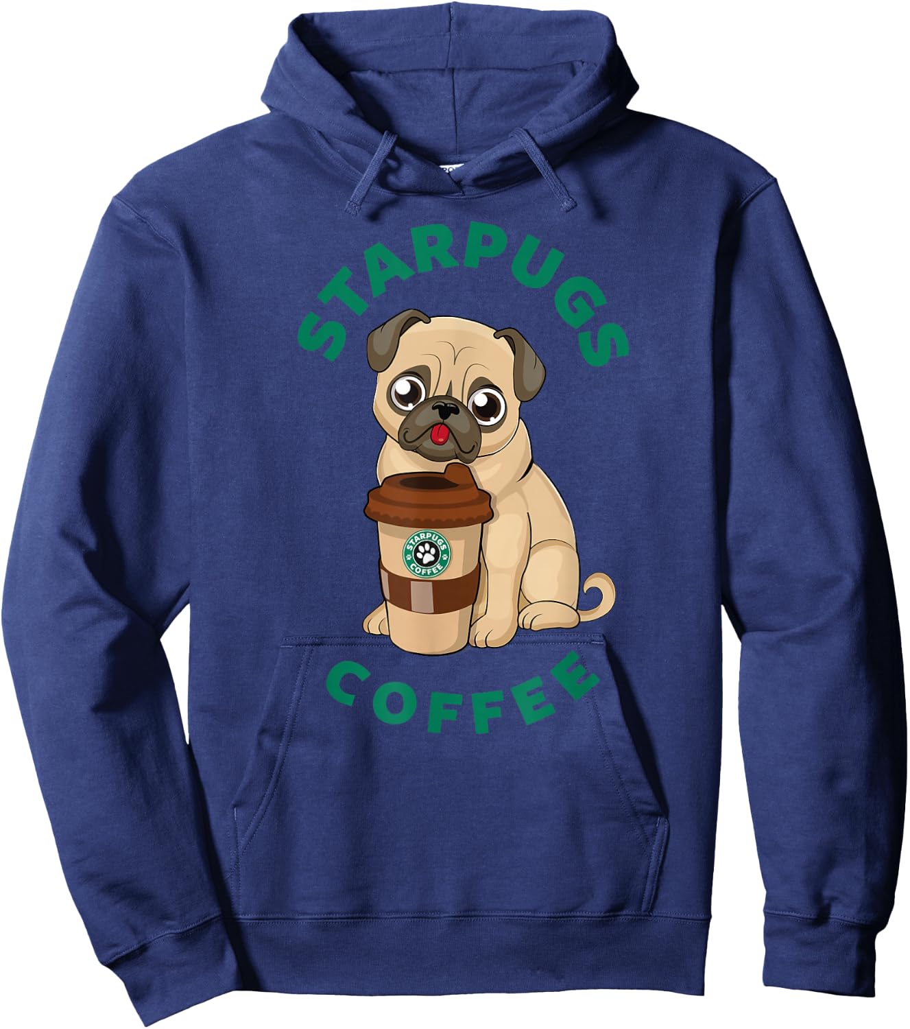 funny starpugs coffee t shirt Gift lover Puppy dogs pug Hoodie - Hoodie | Navy