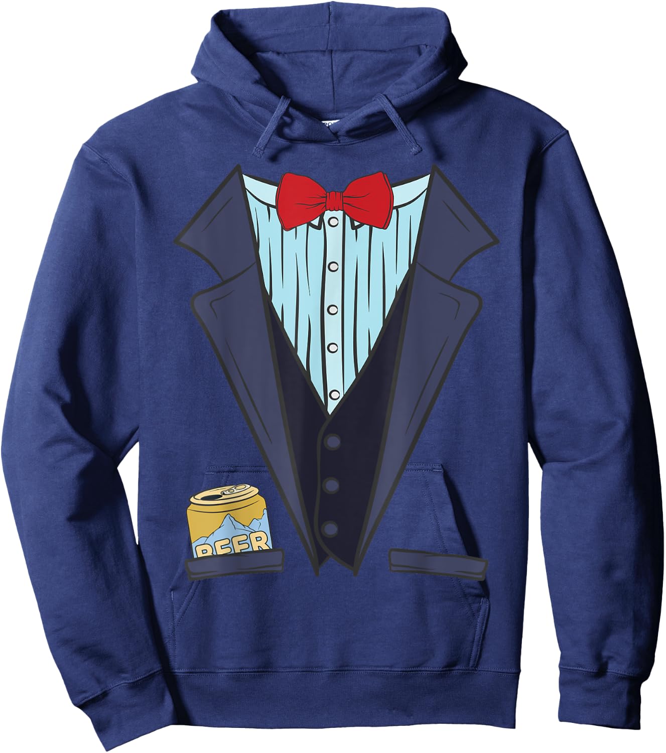 Bachelor Party Shirt for Best Man Beer Can Fake Tuxedo Shirt Hoodie - Hoodie | Navy