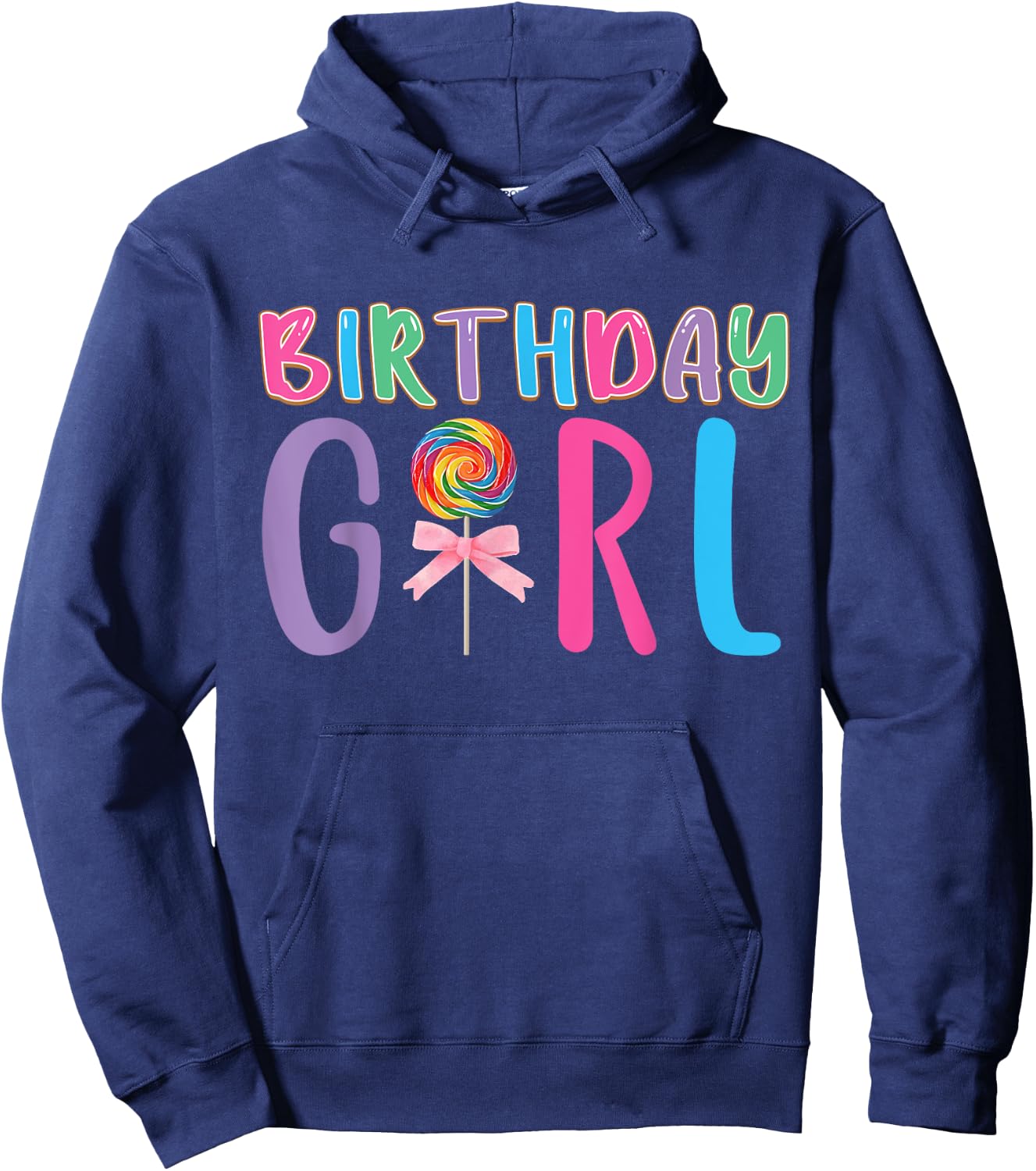 Lollipop Candy Theme Birthday Party Bday Girl Coquette Bow Hoodie - Hoodie | Navy