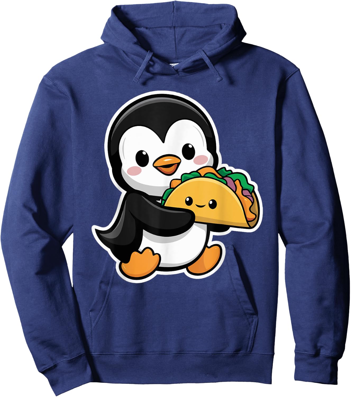 Funny Penguin Holding Taco Cute Kawaii Food Penguin Hoodie - Hoodie | Navy
