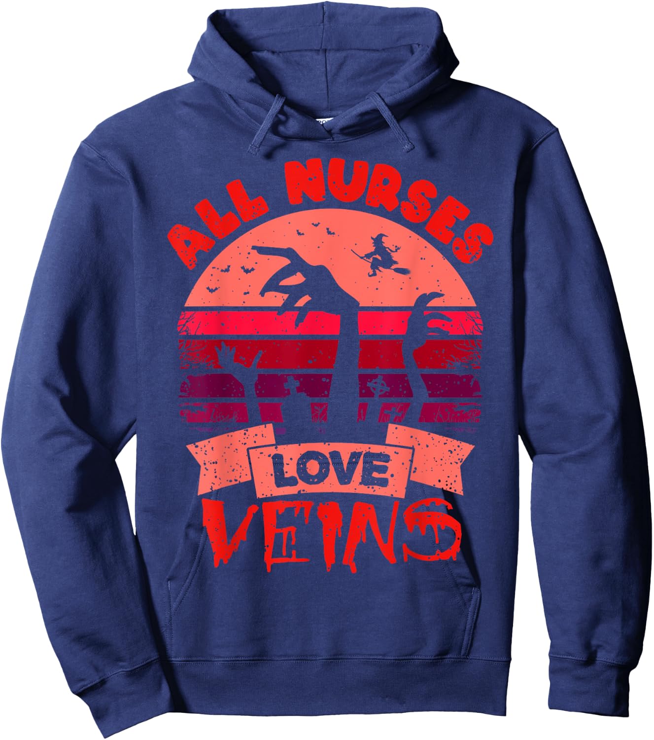 Funny Halloween Nurse Shirt All Nurses Love Veins Vampire Hoodie - Hoodie | Navy