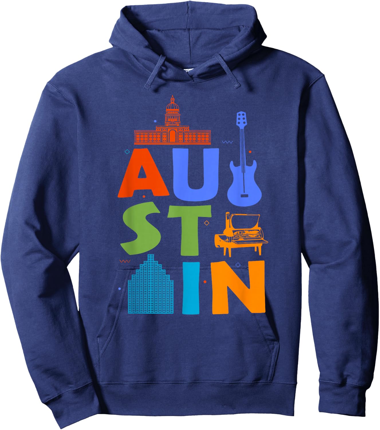 Austin Texas Souvenir Guitar Music City Austin Hoodie - Hoodie | Navy