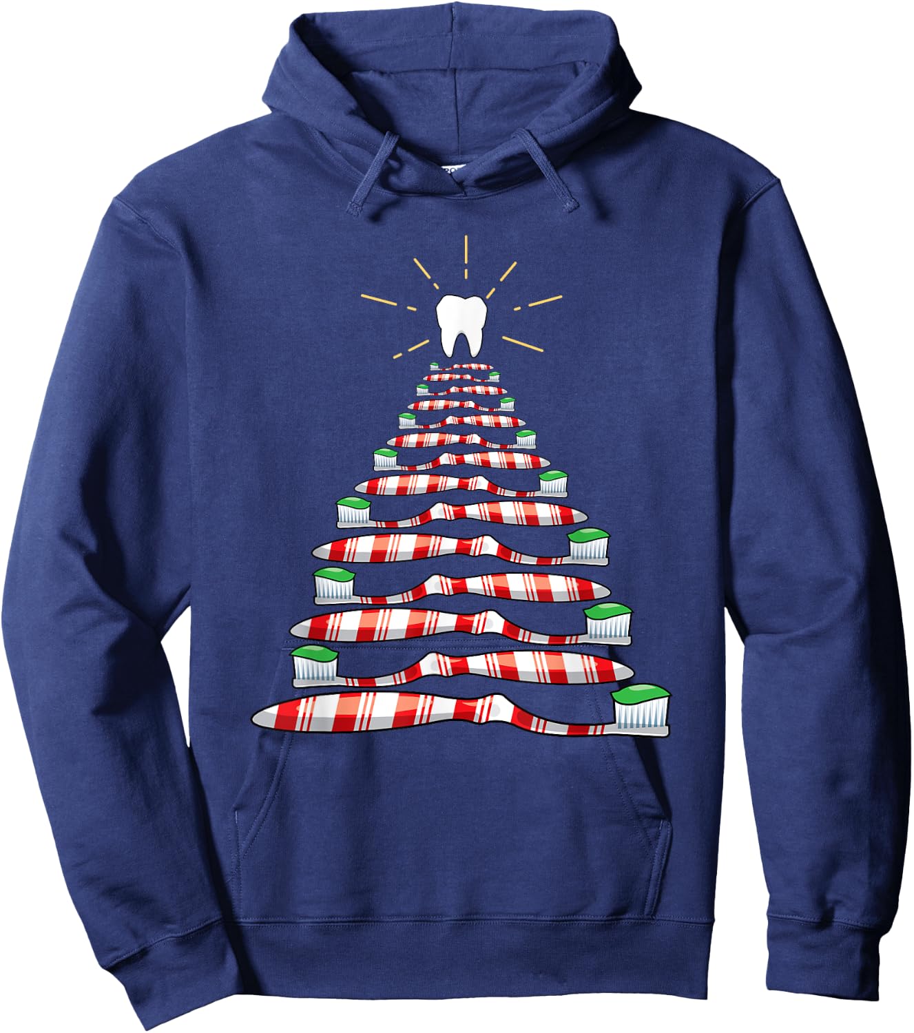 Dental Christmas Tooth Brush Christmas Tree Hoodie - Hoodie | Navy