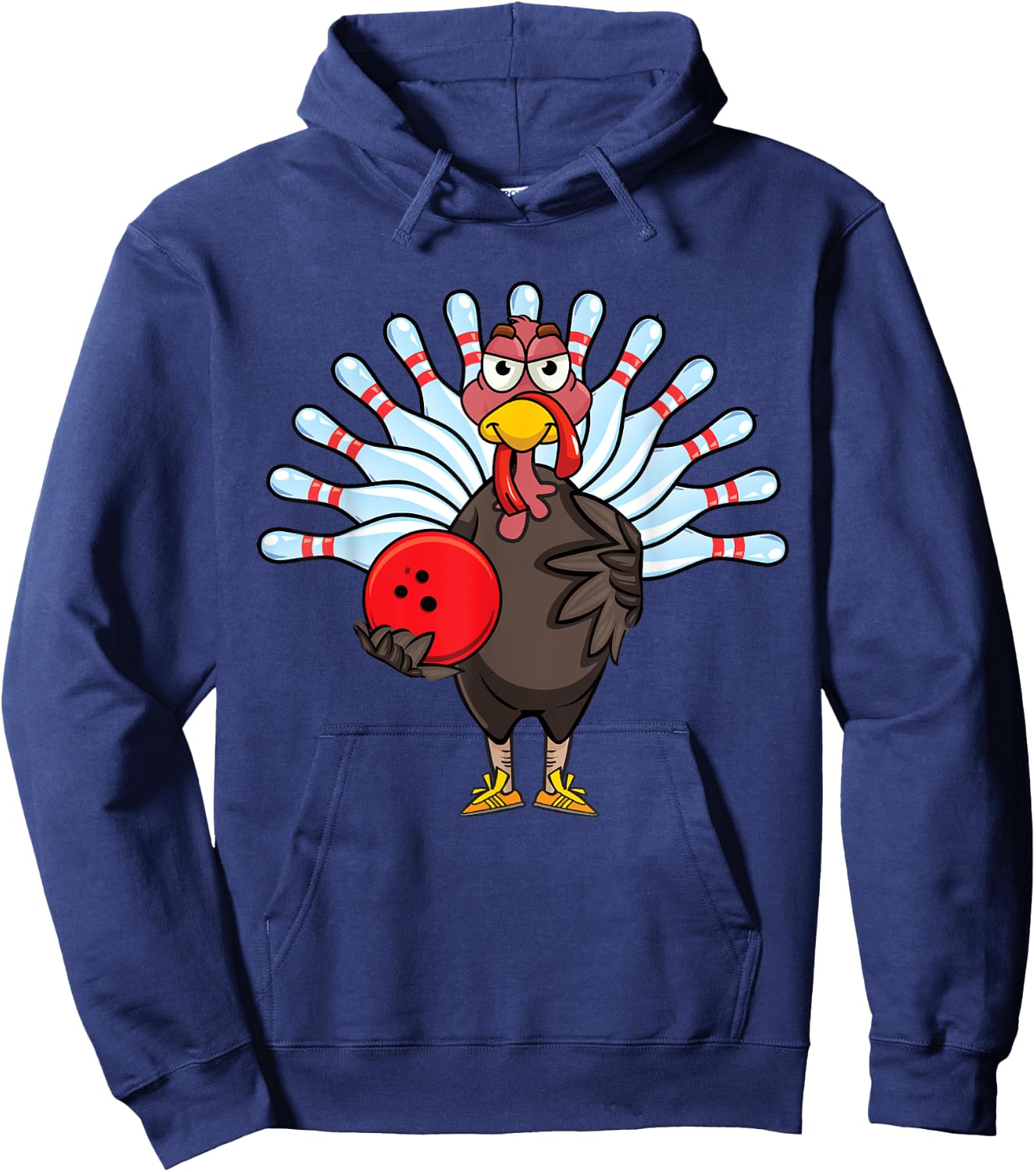 Thanksgiving Turkey Bowling Pin Matching Team Gift Hoodie - Hoodie | Navy