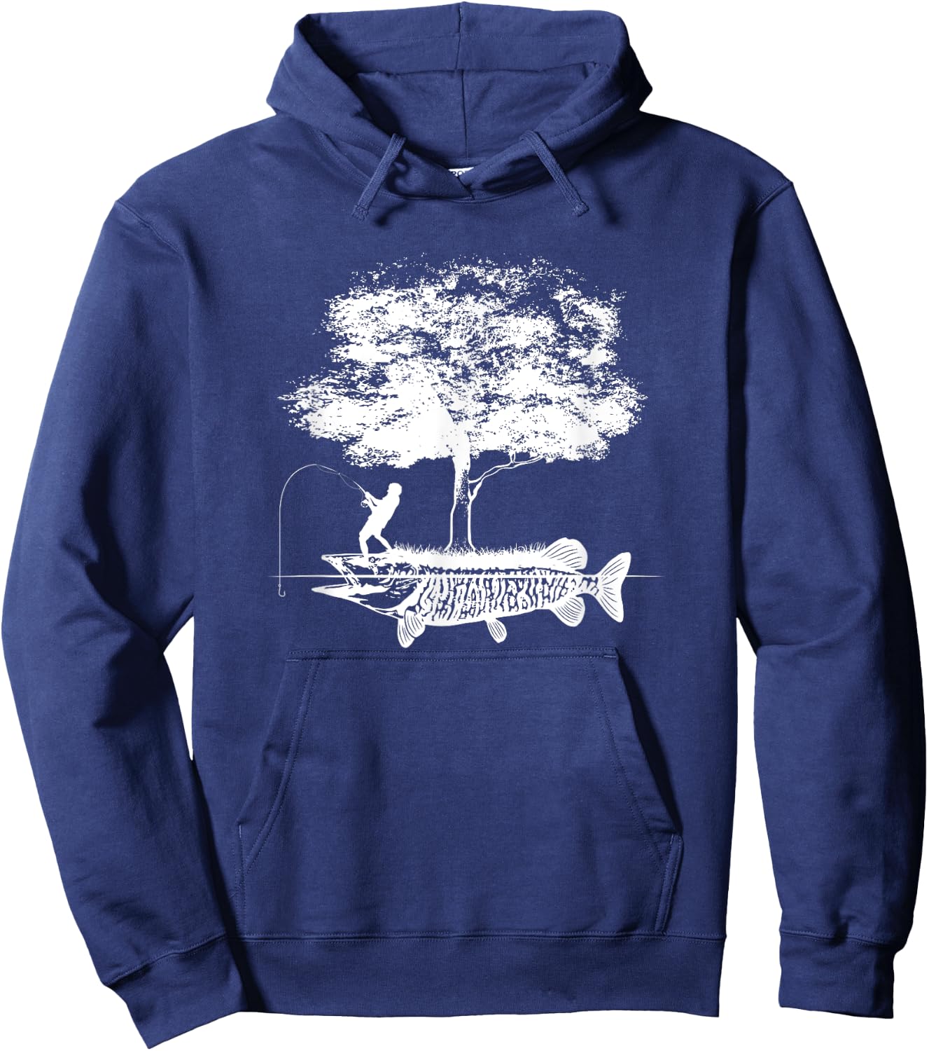 Musky Fish Artistic Boys Love Muskie Fishing Gift Hoodie - Hoodie | Navy
