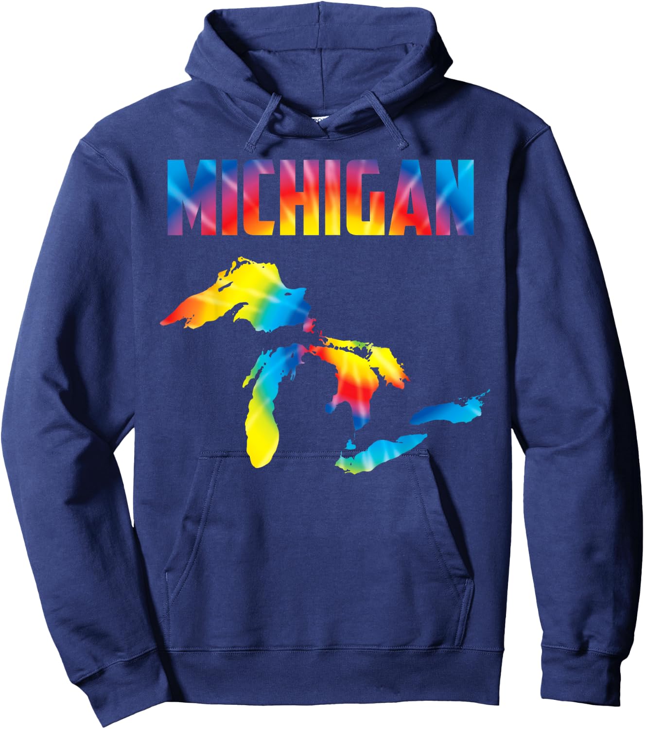 The Great Lakes Largest Water Retro Color Michigan MI Pride Hoodie - Hoodie | Navy
