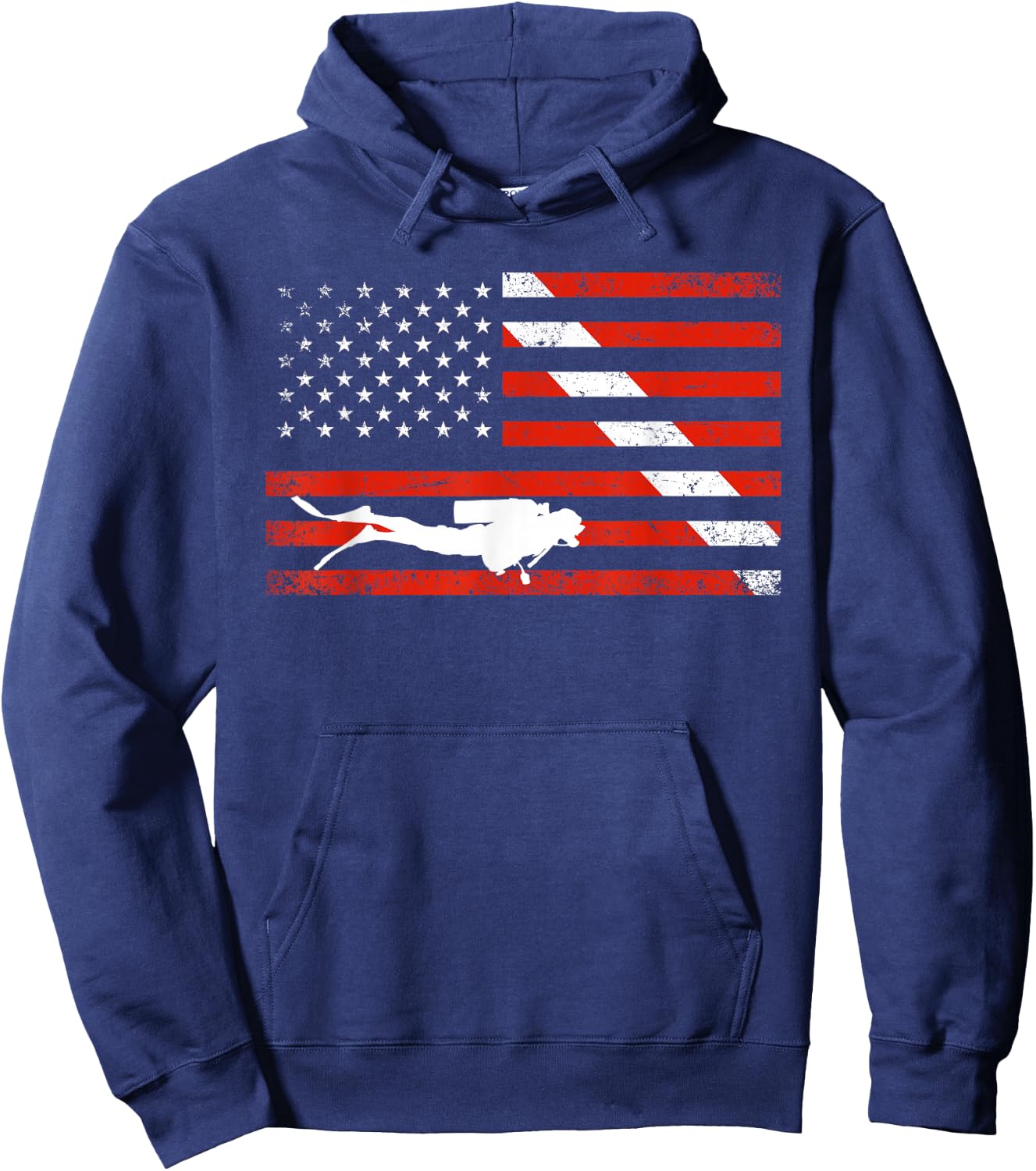 Diver Down Dive Flag Scuba Diving American Flag Hoodie - Hoodie | Navy