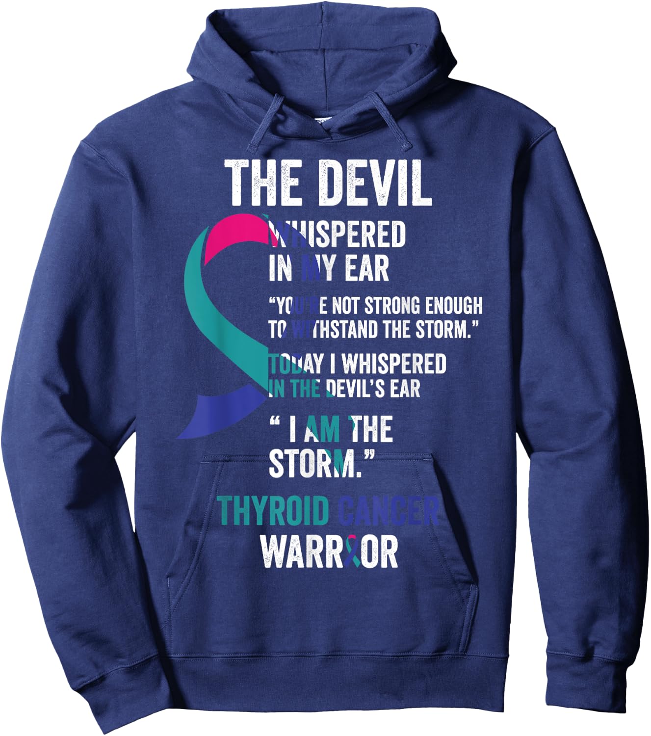 The Devil- Thyroid Cancer Awareness Support Ribbon Hoodie - Hoodie | Navy