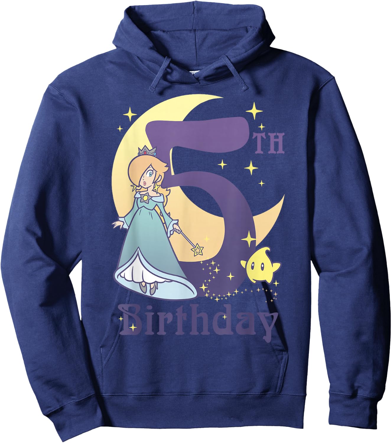 Super Mario Rosalina And Luma 5th Birthday Moon Portrait Hoodie - Hoodie | Navy