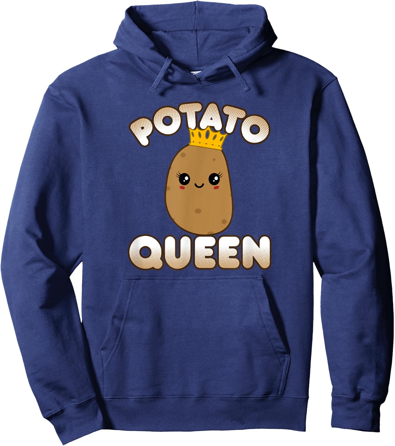 Funny Potato Cute Kawaii Style Smiling Potato Queen Hoodie - Hoodie | Navy