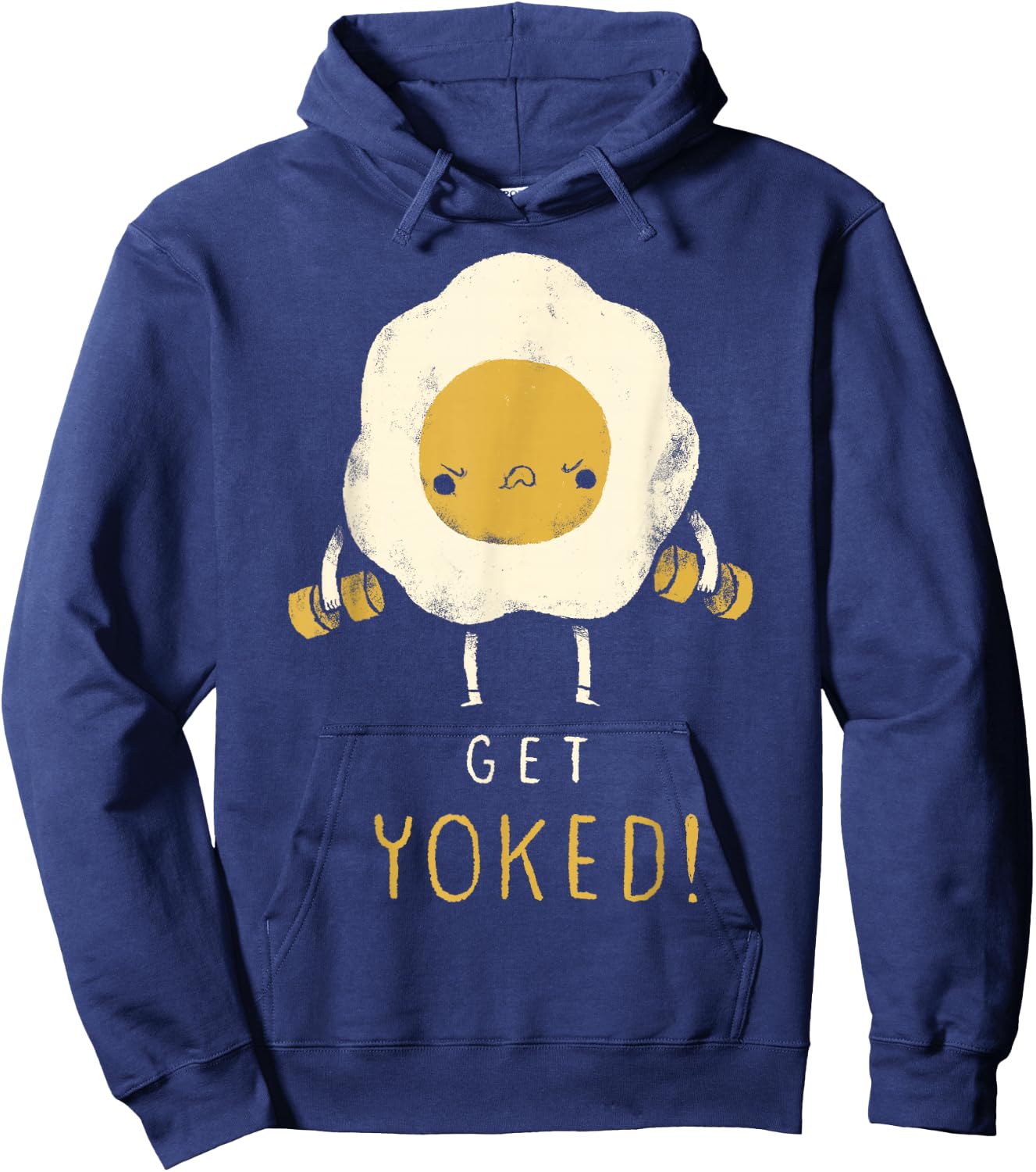 Get Yoked! Yoked Shirt. Egg Gym Shirt. Gym Training Shirt Hoodie - Hoodie | Navy