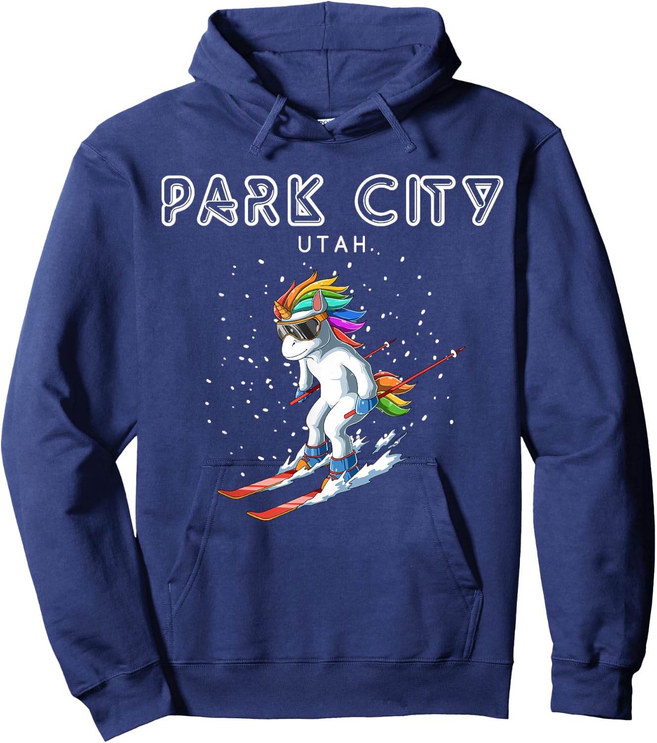 Park City Utah - Unicorn USA Ski Resort 80s Retro Gift Hoodie - Hoodie | Navy
