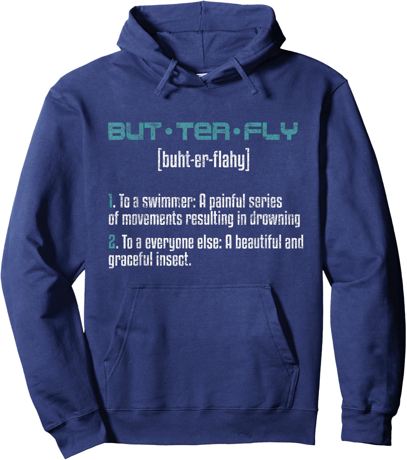 Butterfly Definition Butterfly Stroke Vintage Swimmer Hoodie - Hoodie | Navy