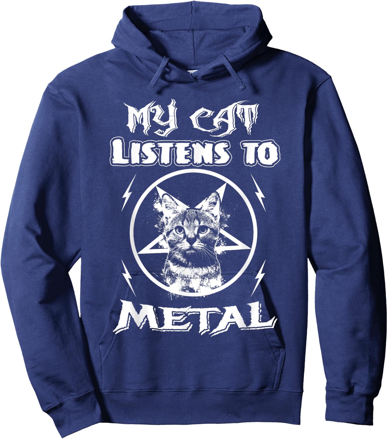 My Cat Listens To Metal Funny Cats Music Gifts Men Women Hoodie - Hoodie | Navy