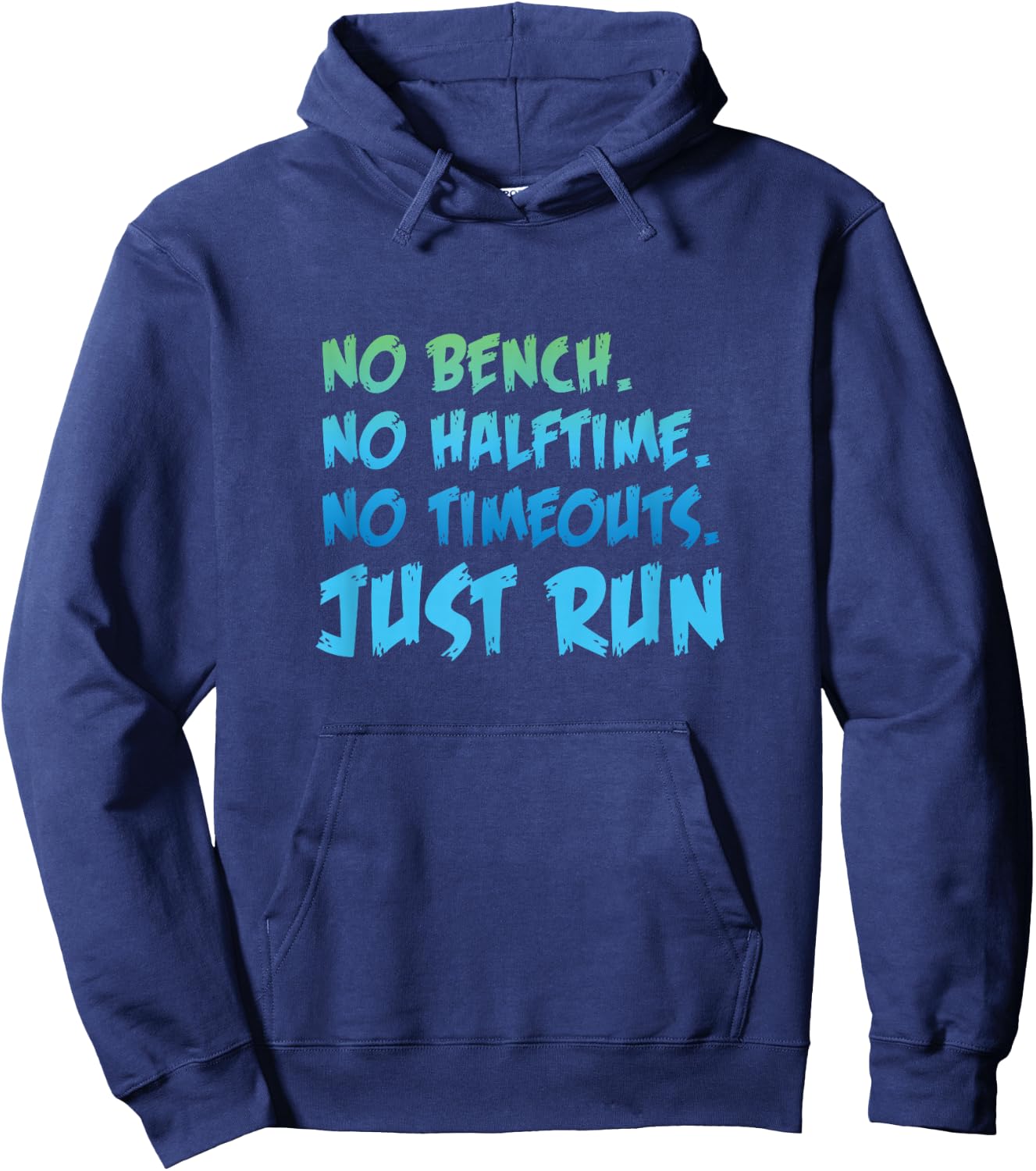 Funny XC Cross Country Running Gift No Bench No Halftime Short Sleeve Hoodie - Hoodie | Navy