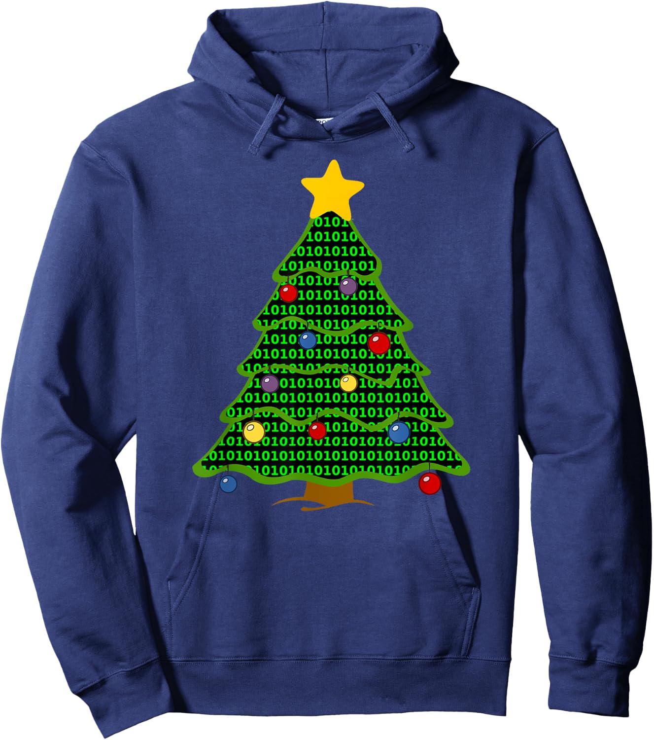 Nerdy Binary Code Christmas Tree computer geek gifts Hoodie - Hoodie | Navy