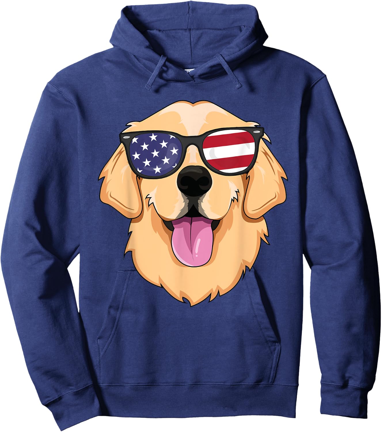 American Golden Retriever USA Dog Sunglasses Merica Lover Women Kids Hoodie - Hoodie | Navy