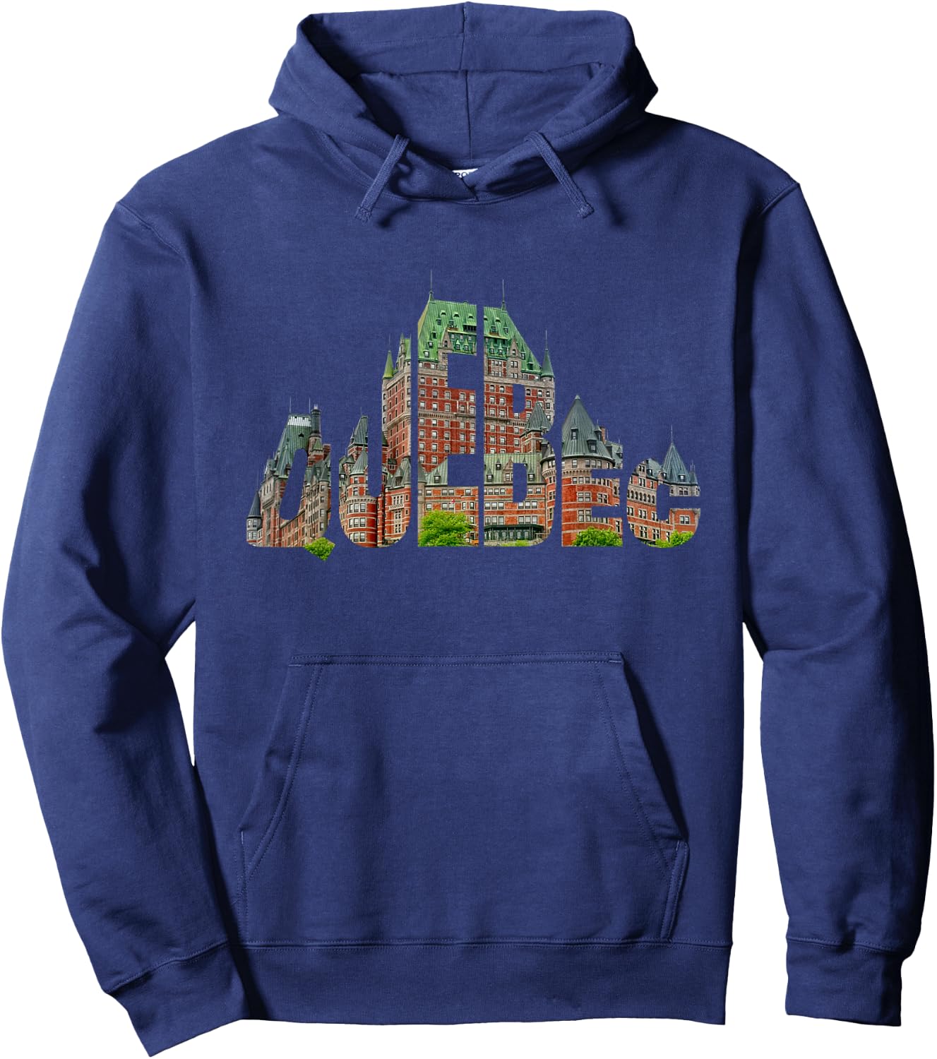 Quebec Chateau Frontenac Typography Canada Traveler Souvenir Hoodie - Hoodie | Navy