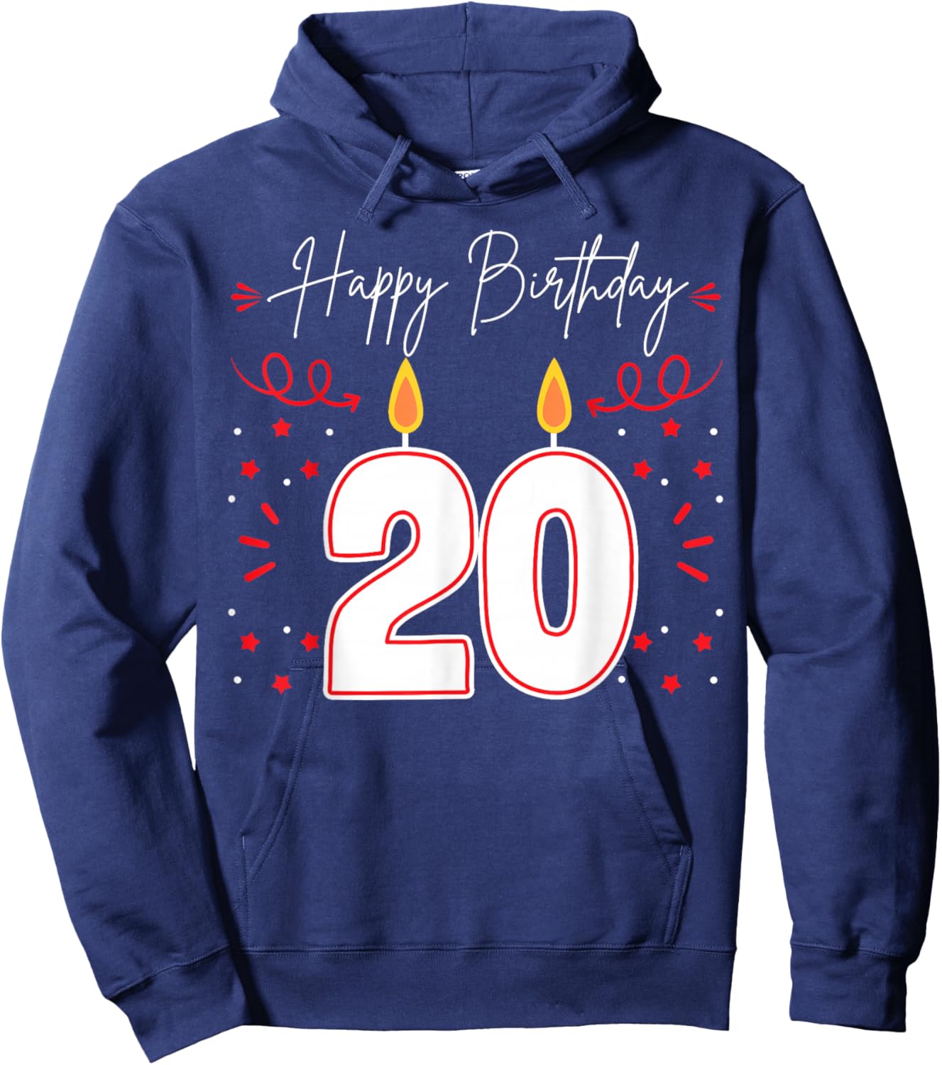 Candle 20 Birthday Party Decoration Wishes Candlelight Cake Hoodie - Hoodie | Navy
