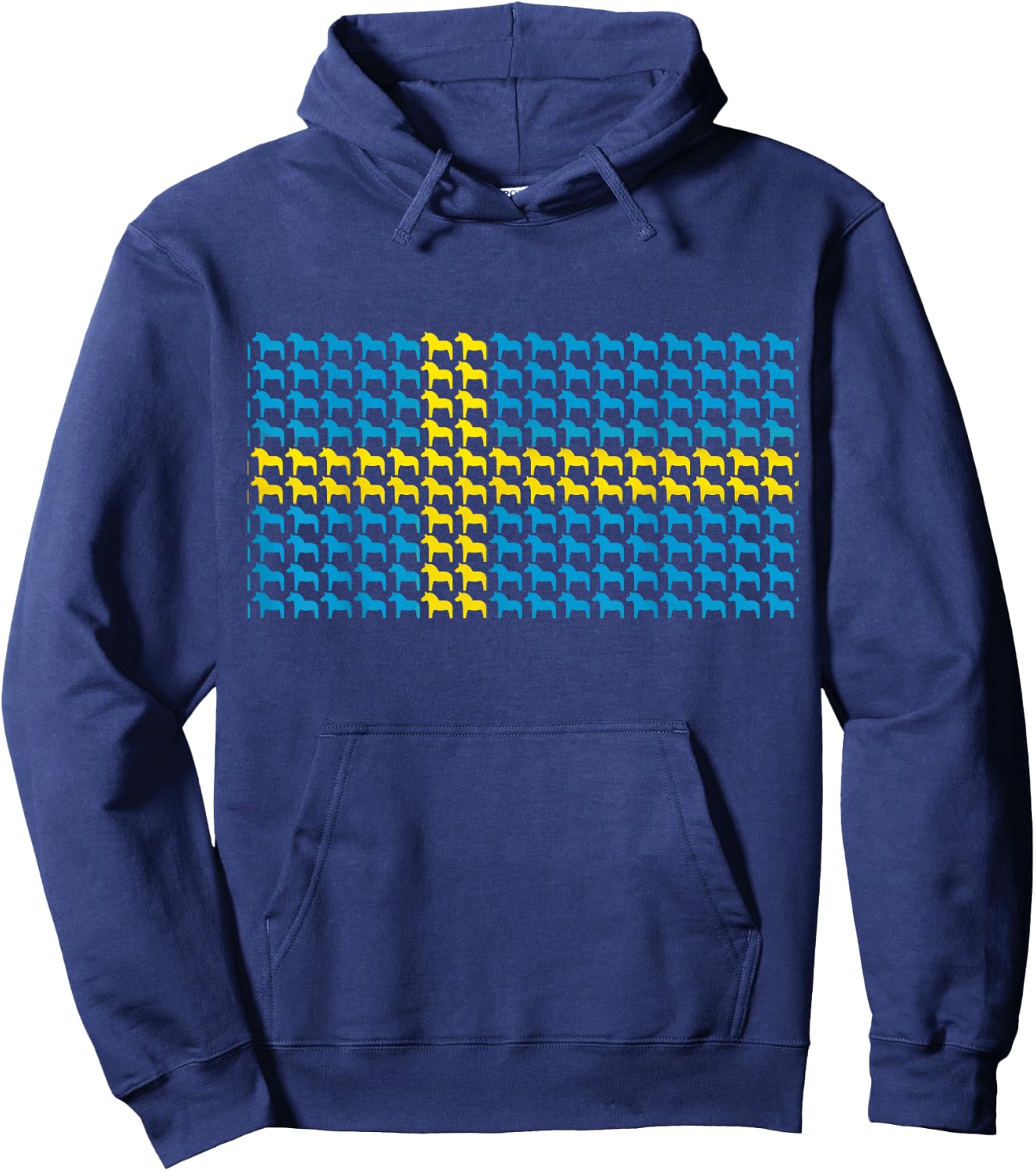 Swedish Flag Dala Horse Design Yellow and Blue Hoodie - Hoodie | Navy