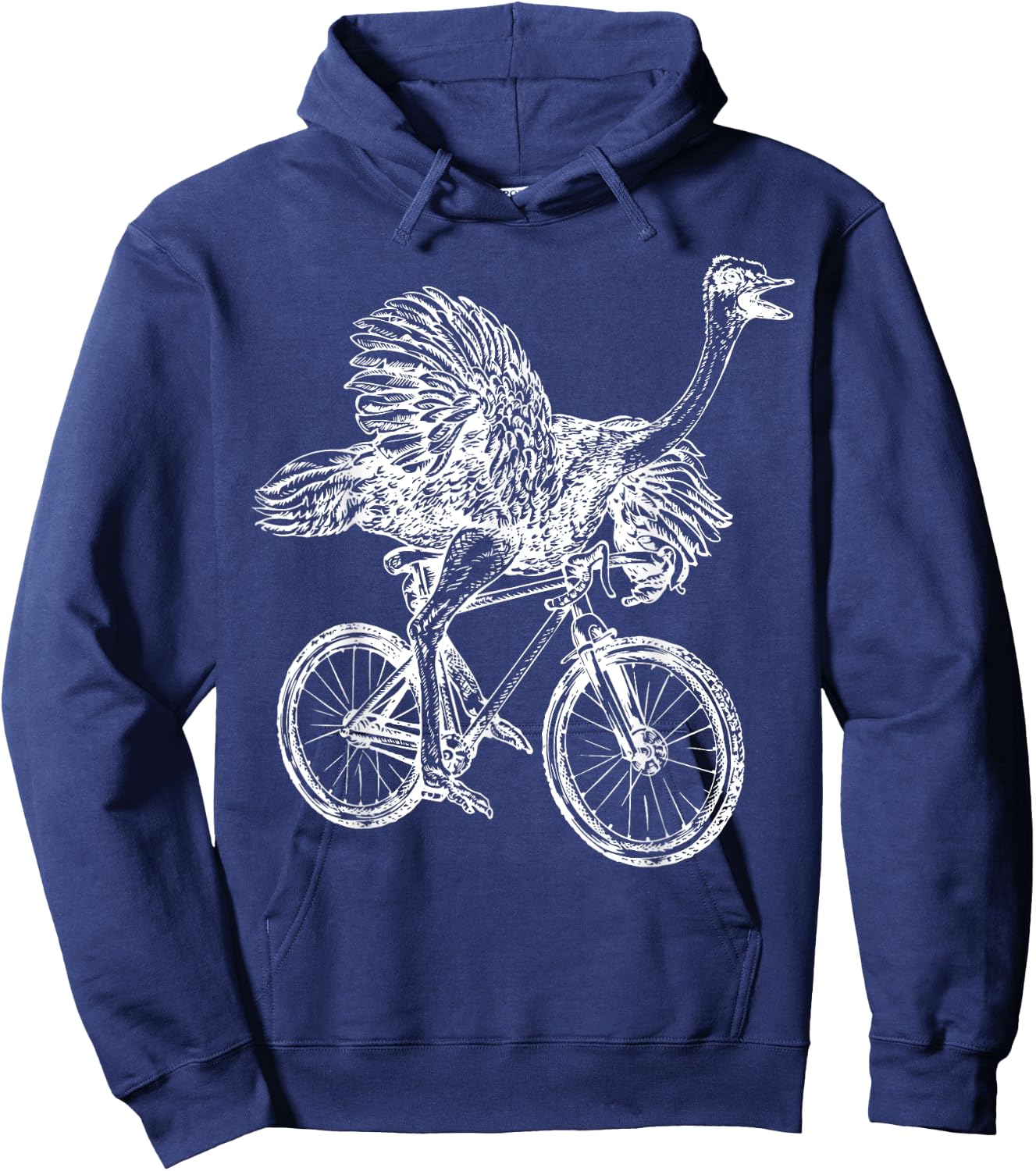 Funny Vintage Ostrich Riding Bicycle Cycling Animal Lover Hoodie - Hoodie | Navy
