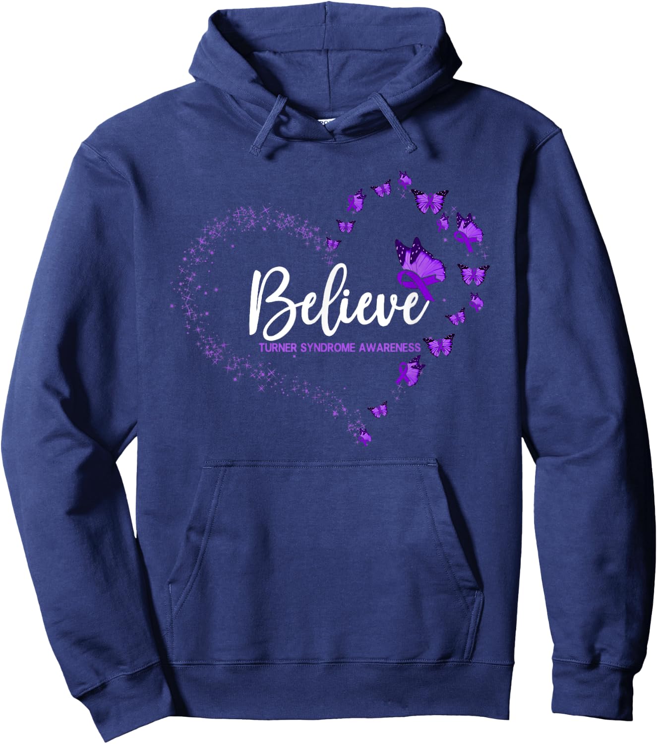 Turner Syndrome Awareness Butterfly Believe Hoodie - Hoodie | Navy