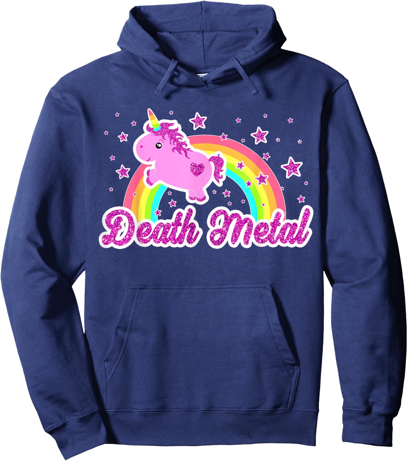 Death Metal Music Funny Ironic Cool Unicorn Festival Hoodie - Hoodie | Navy
