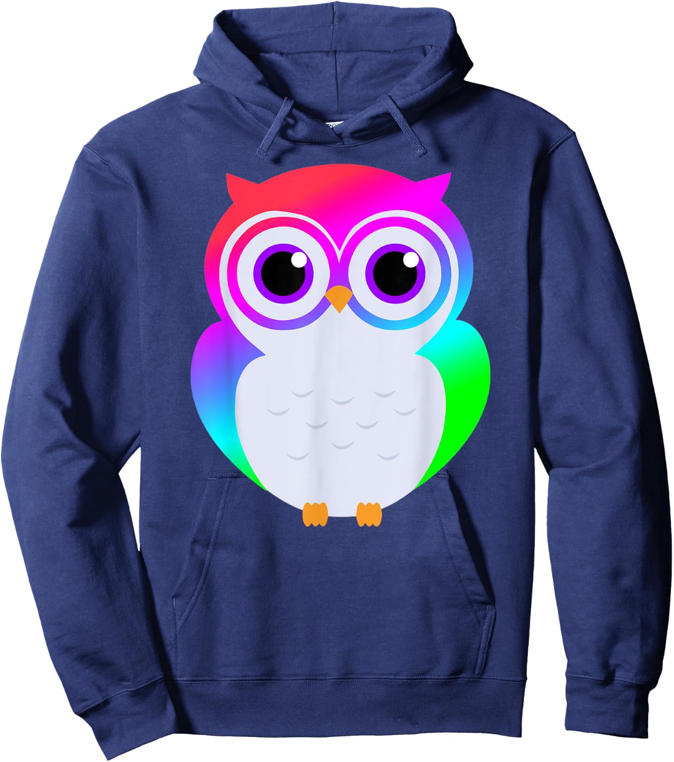 Electric Neon Rainbow Owl Rave Fashion Hoodie - Hoodie | Navy