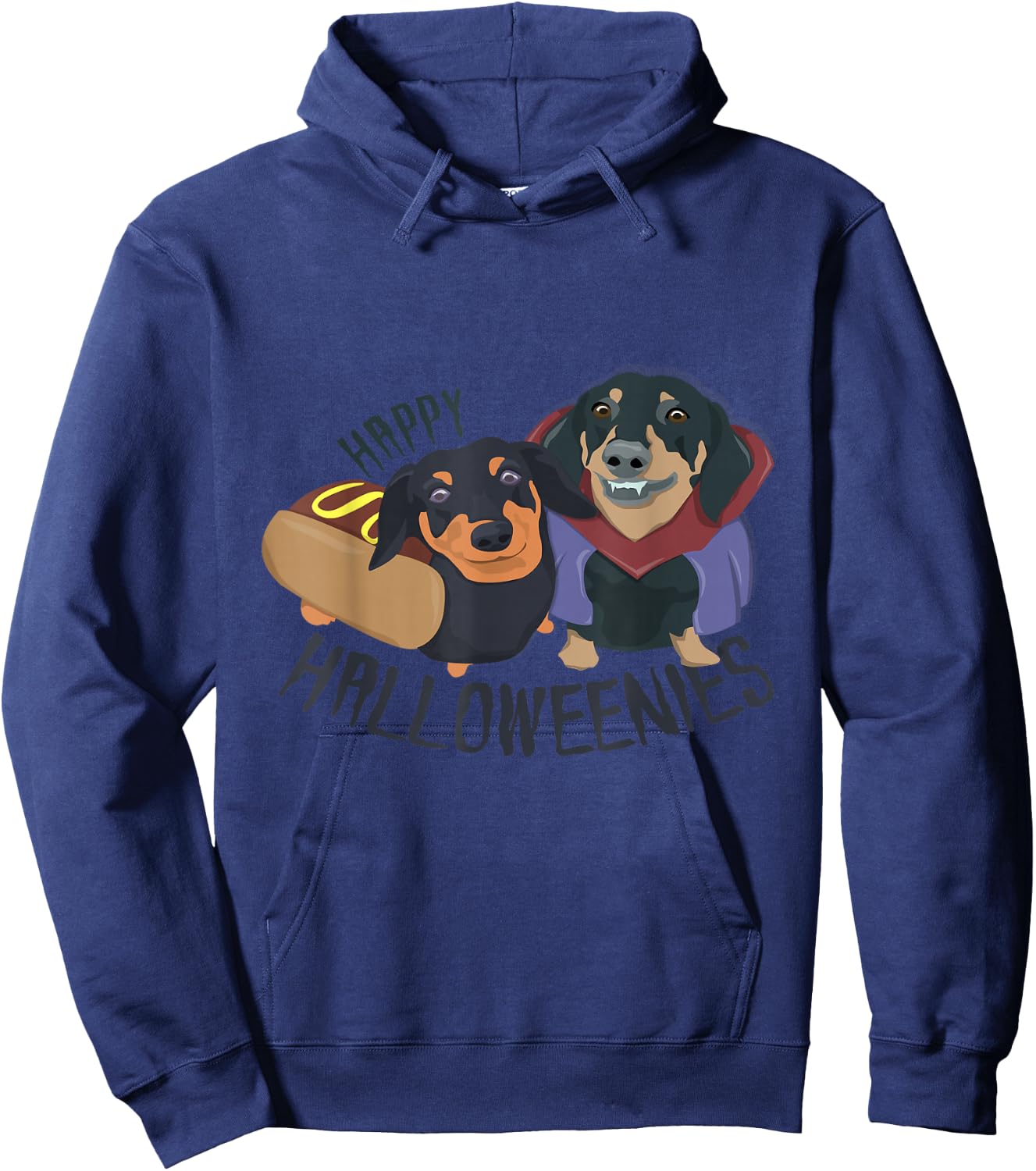 Happy Halloweenies Halloween Dachshund Weiner Dogs Hoodie - Hoodie | Navy