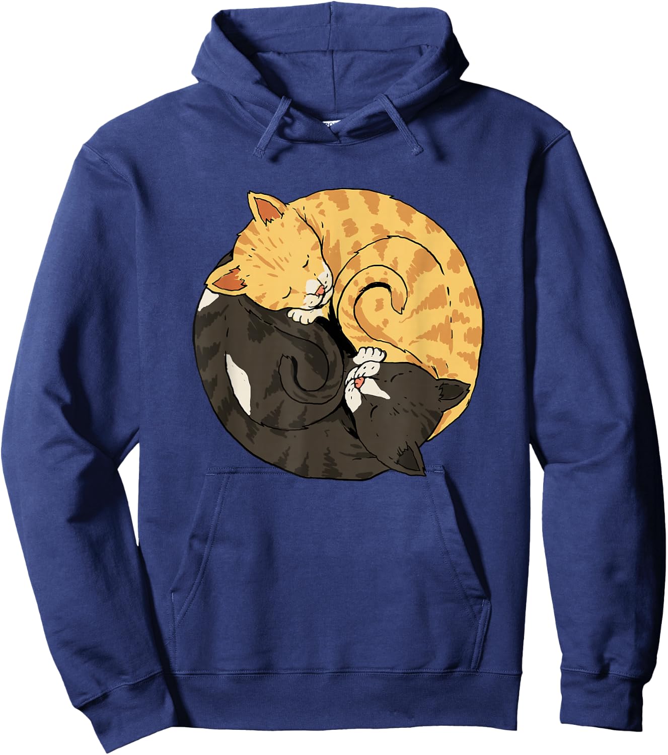 Yin and Yang Cats Yoga Zen Cats Ying Yang Meditation Hoodie - Hoodie | Navy