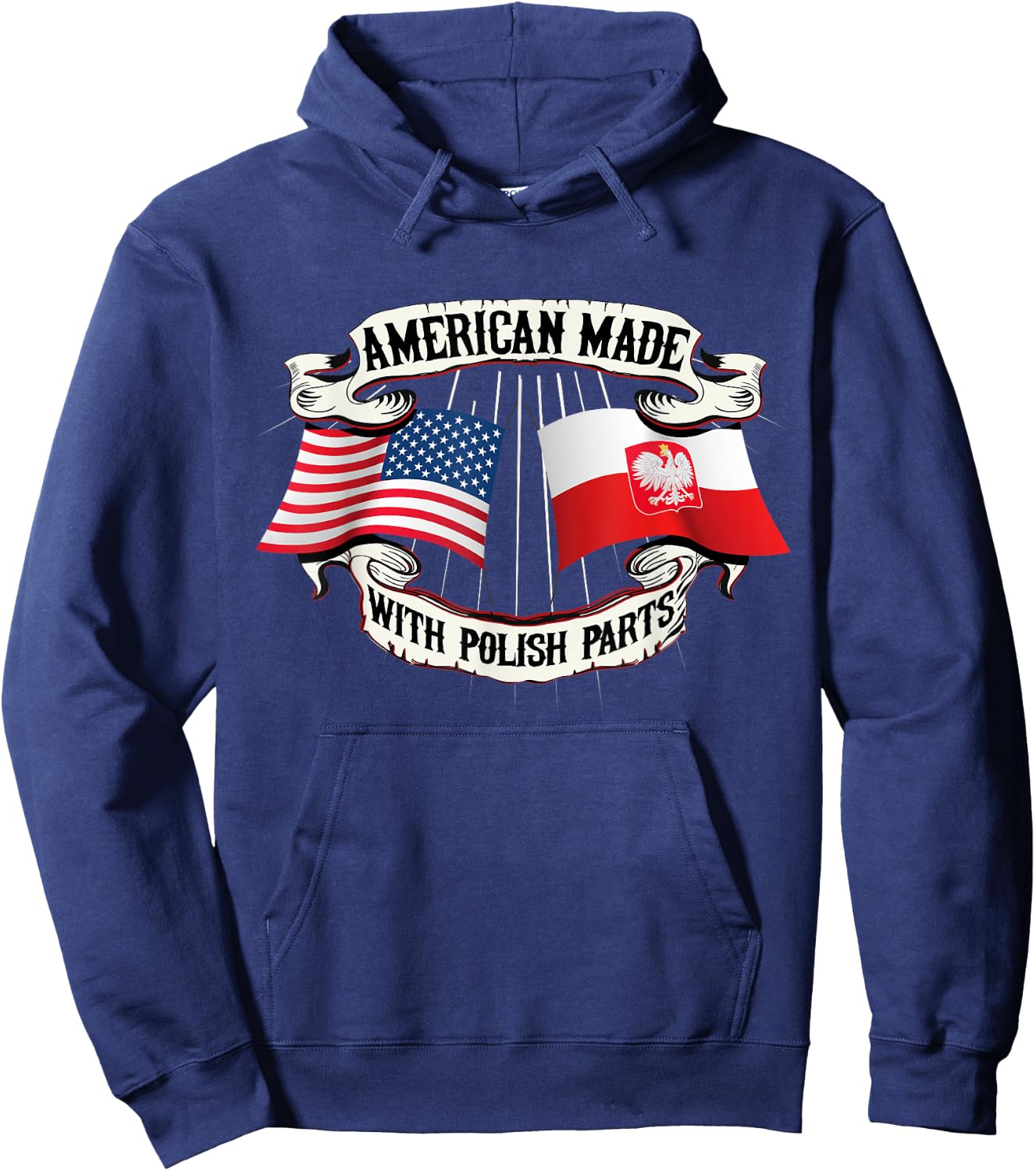 American Made Polish Parts Solidarity Poland Flag Polska Hoodie - Hoodie | Navy