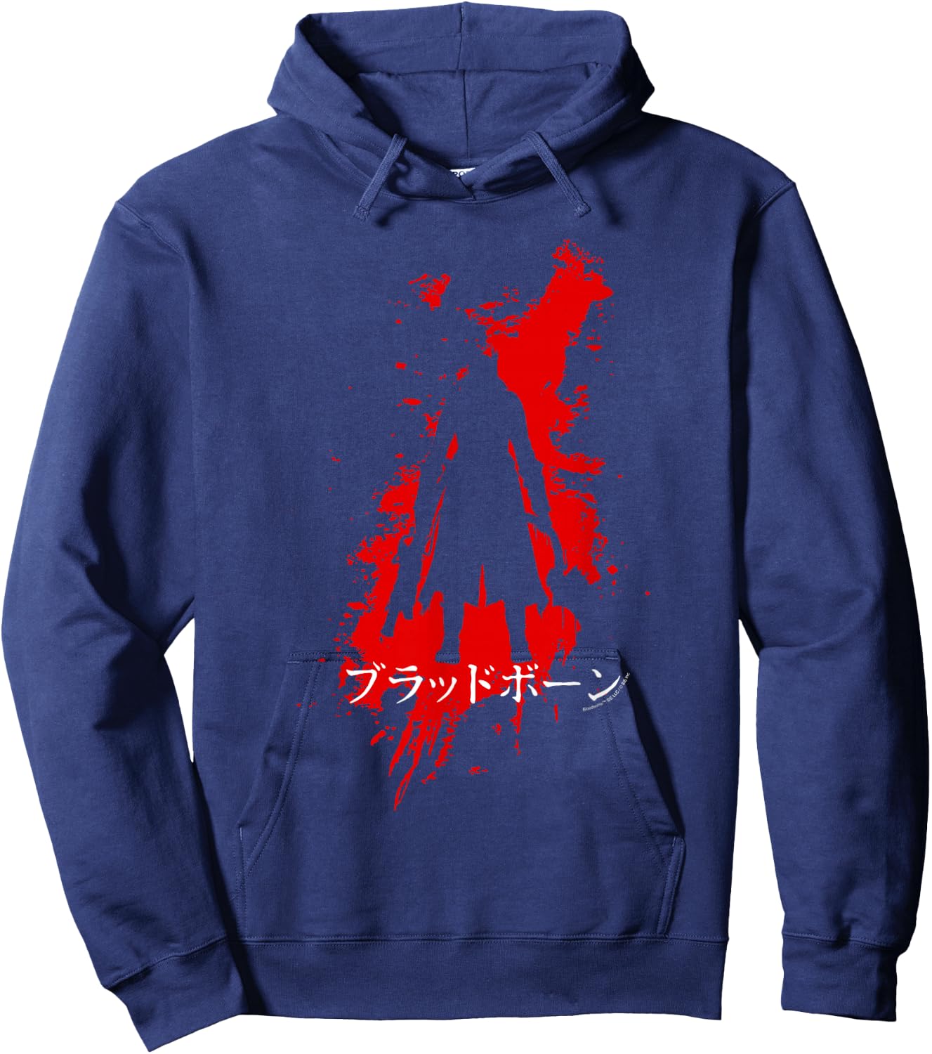 Bloodborne Splatter Kanji Silhouette Video Game Hoodie - Hoodie | Navy