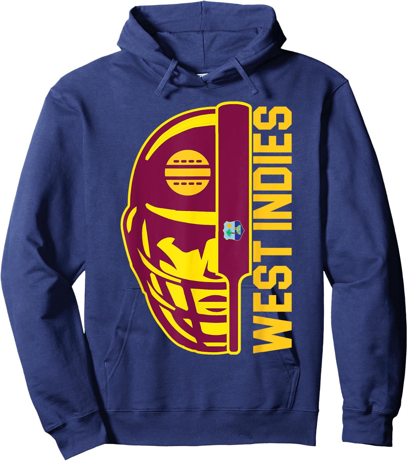 Cricket West Indies Fan Helmet Ball and Bat Design Hoodie - Hoodie | Navy