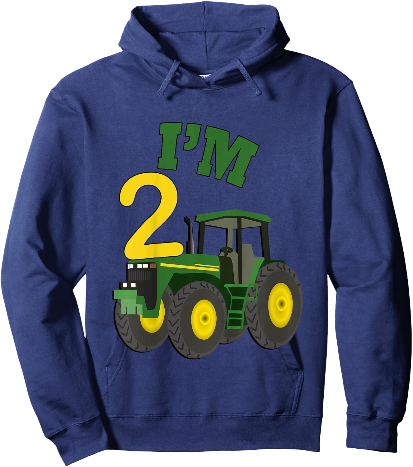 Birthday 2 Yr Old Farming Tractors Truck Birthday Gift Hoodie - Hoodie | Navy