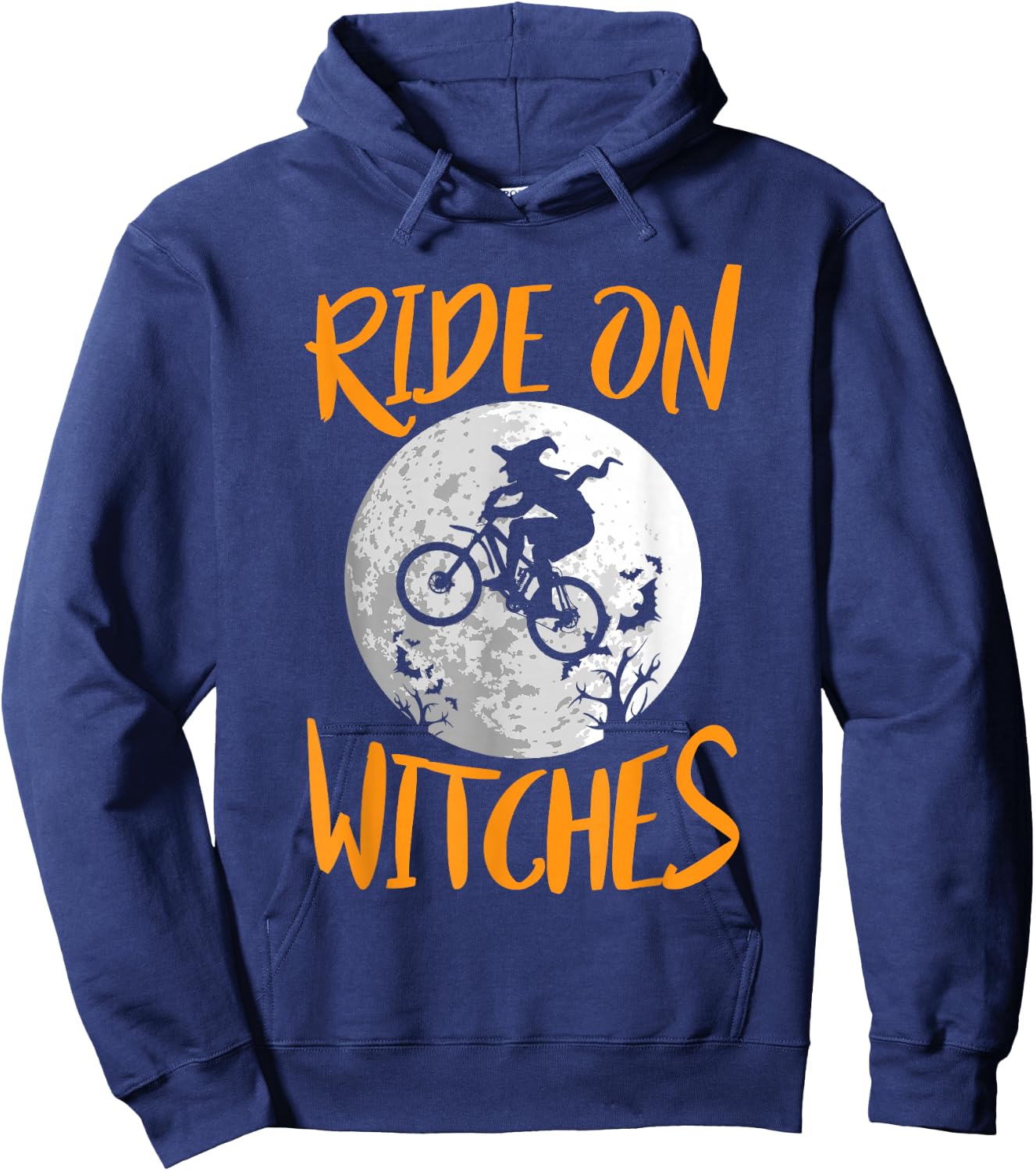 Funny Halloween Full Moon Ride On Witches Cycling Bike Shirt Hoodie - Hoodie | Navy