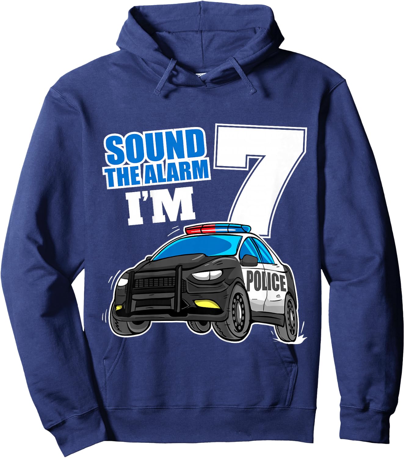 Kids Police Car 7th Birthday Boy 7 Cop Policeman Officer Seven Hoodie - Hoodie | Navy