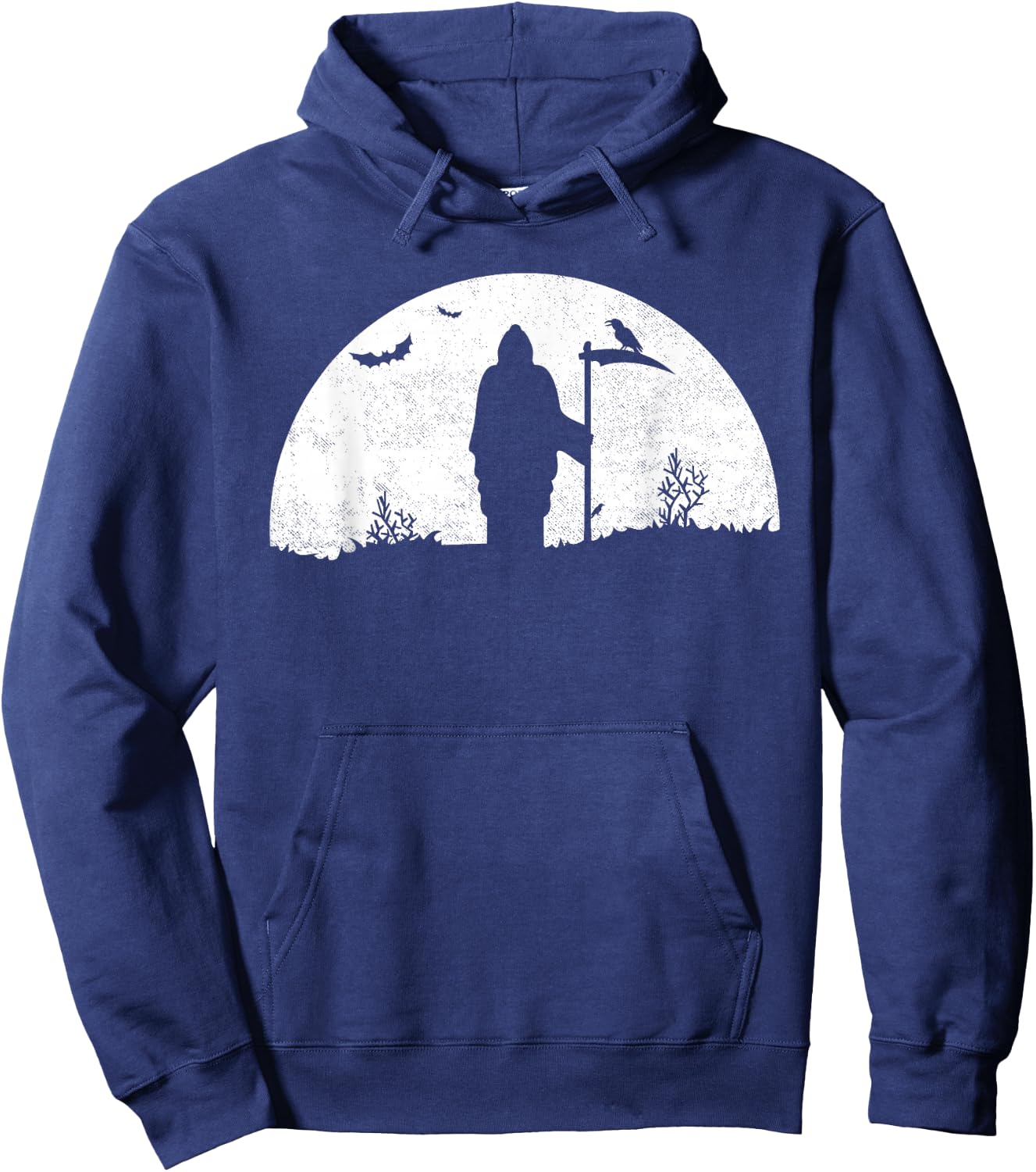 Death Grim Reaper Graphic T Shirt Distressed Vintage Look Hoodie - Hoodie | Navy