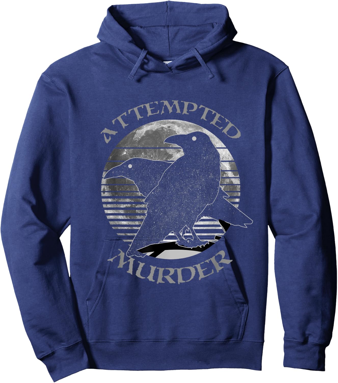 Raven Crow Retro Moon Attempted Murder Wiccan Pagan Gift Hoodie - Hoodie | Navy