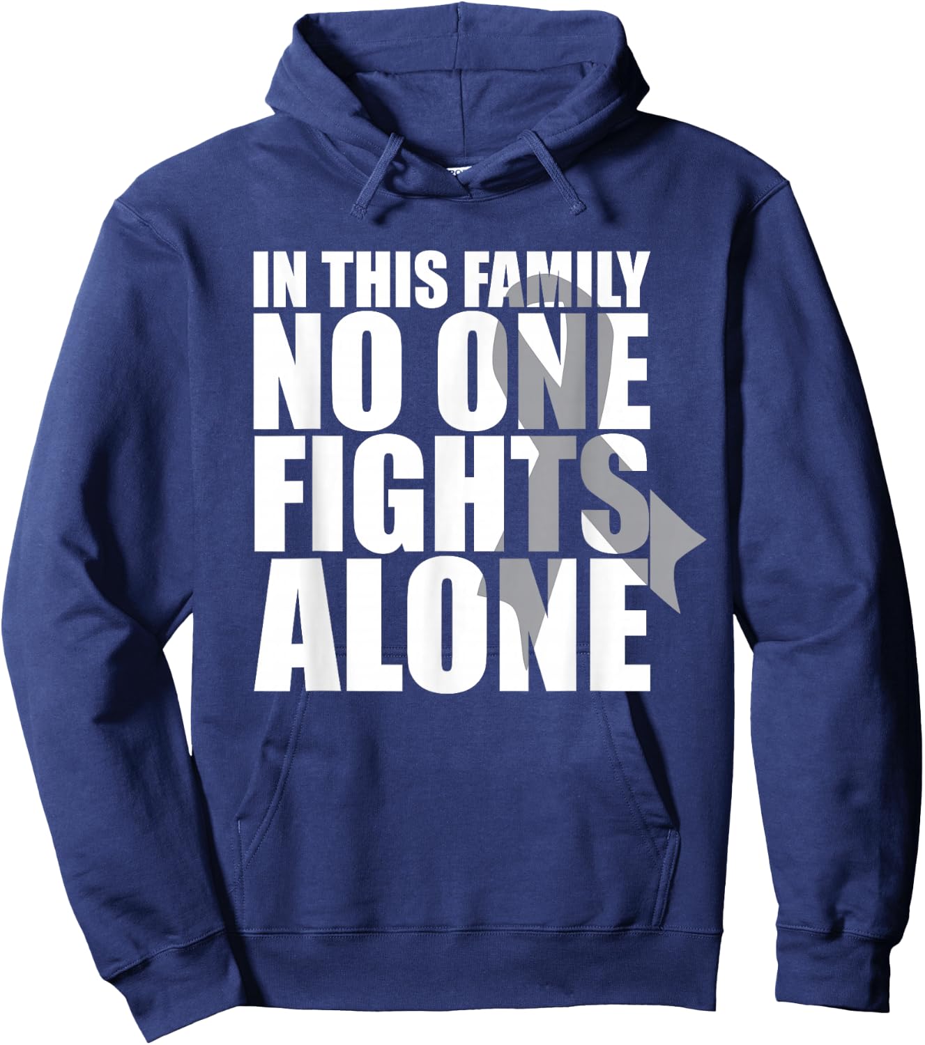 In This Family No One Fights Alone-Brain Cancer Awareness Hoodie - Hoodie | Navy