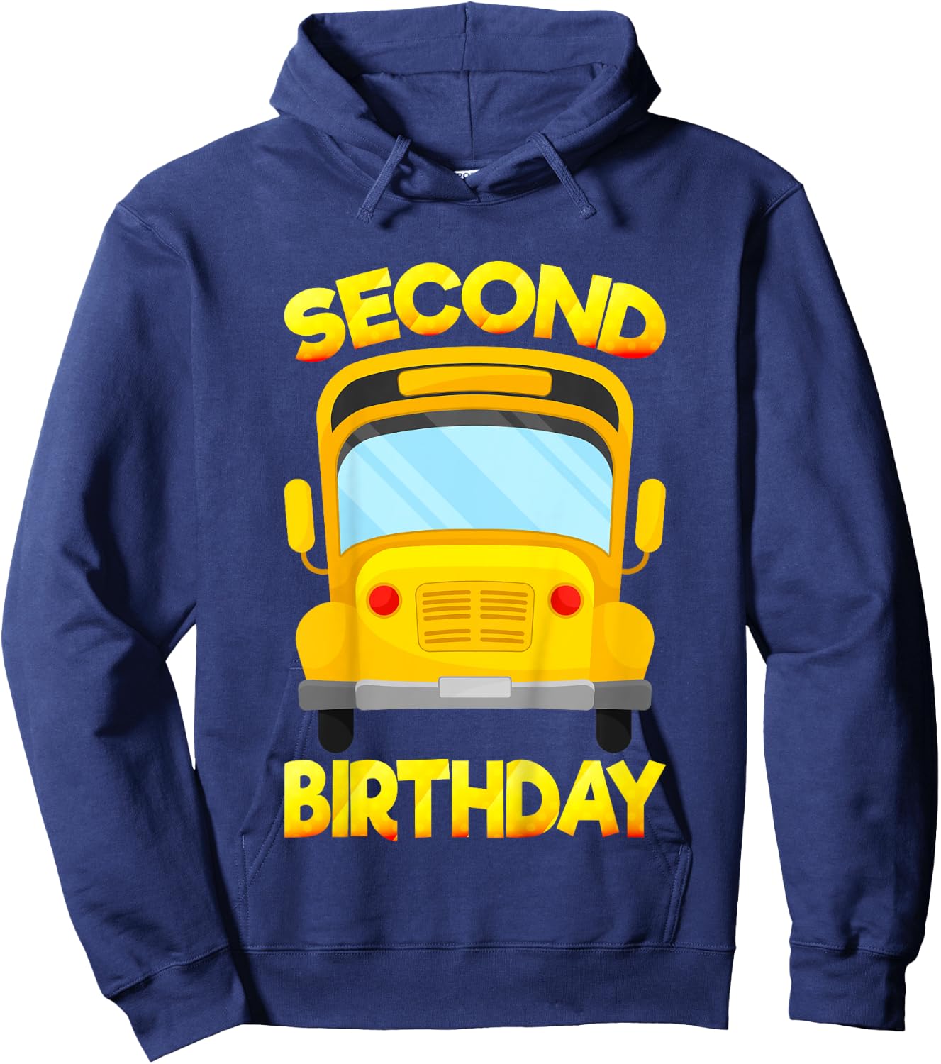 Kids 2 Years Old Kids 2nd Birthday Second School Bus Birthday Hoodie - Hoodie | Navy