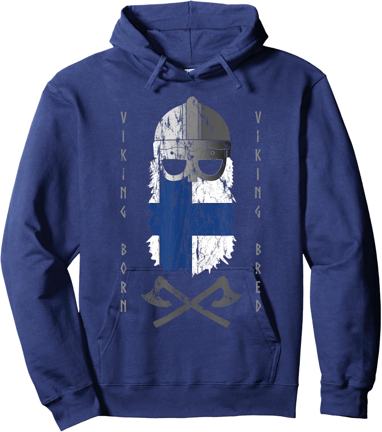 Finland Viking Finnish Warrior with Helmet and Axes Hoodie - Hoodie | Navy