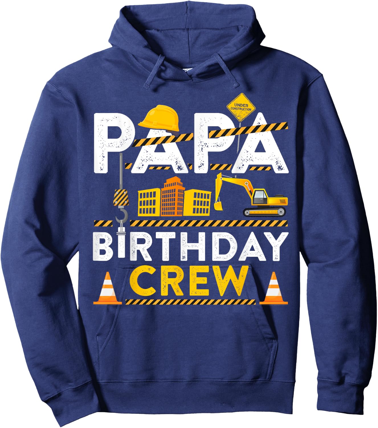 Papa Birthday Crew Construction Birthday Party Gift Hoodie - Hoodie | Navy