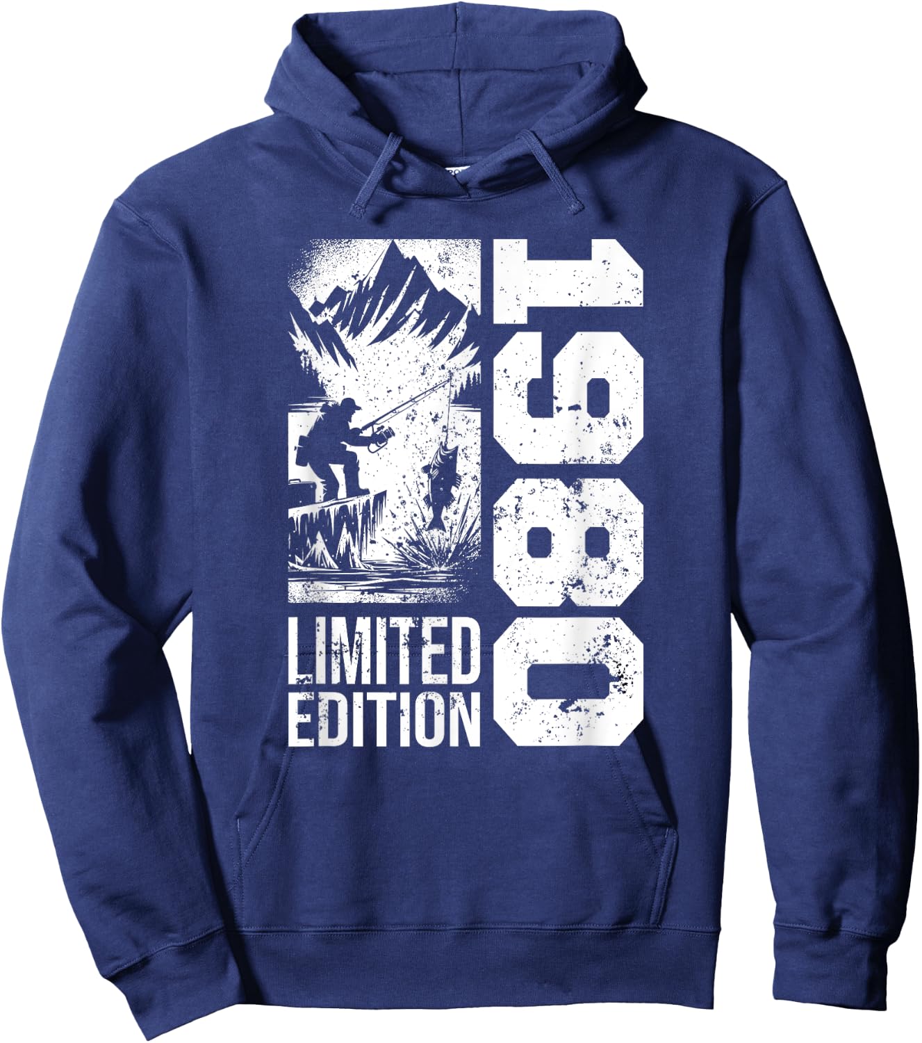 Fishermen Vintage born 1980 Birthday accessories Fishing Hoodie - Hoodie | Navy