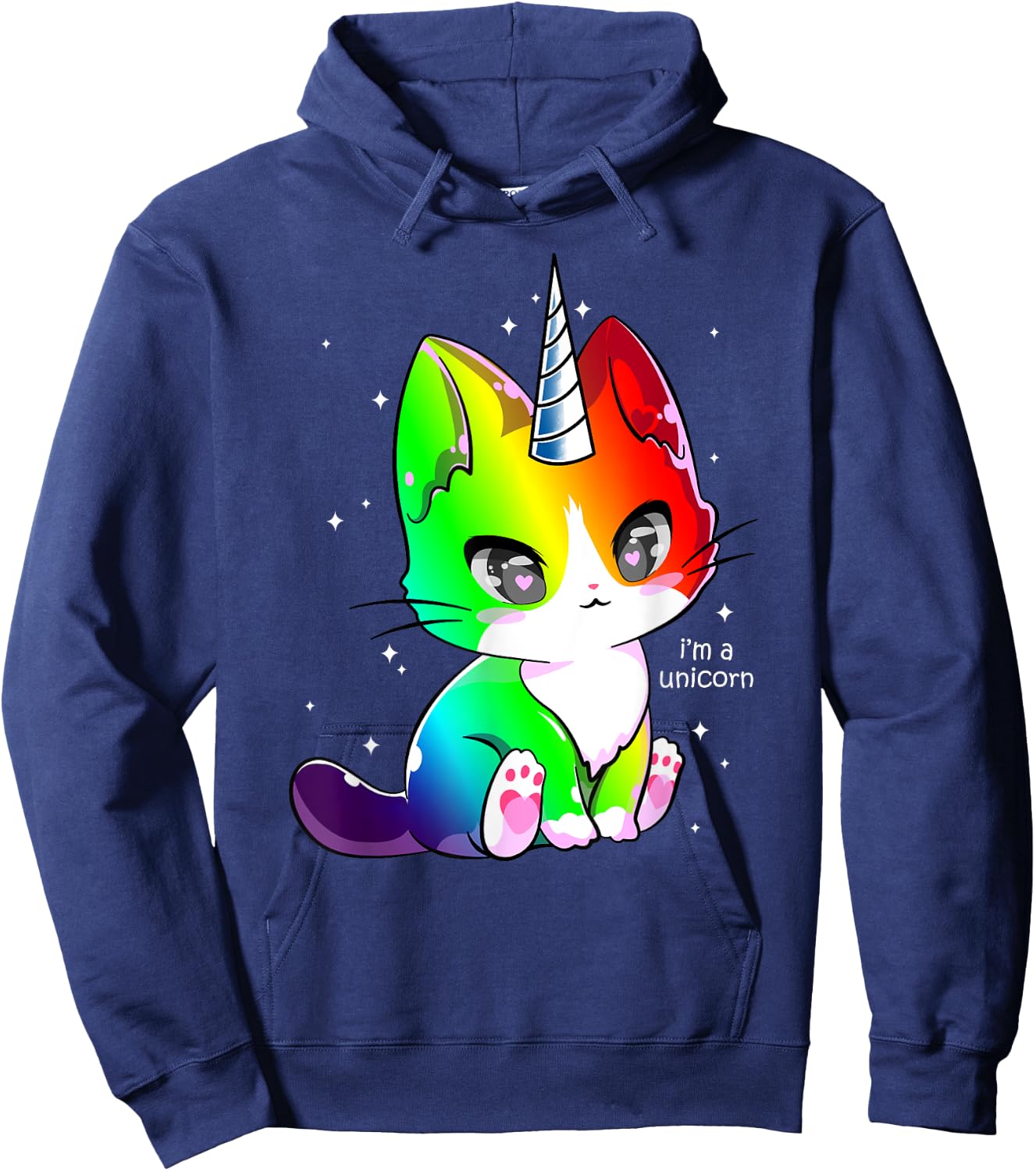 Caticorn Unicorn Cat Kittycorn Girls Women Rainbow Caticorn Hoodie - Hoodie | Navy