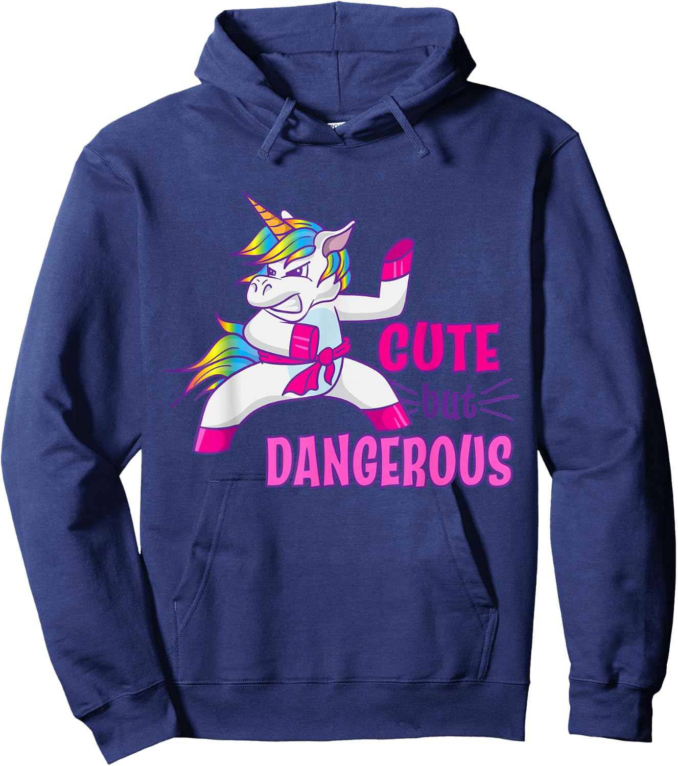 Cute But Dangerous Ninja Karate Taekwondo Kung Fu Unicorn Hoodie - Hoodie | Navy